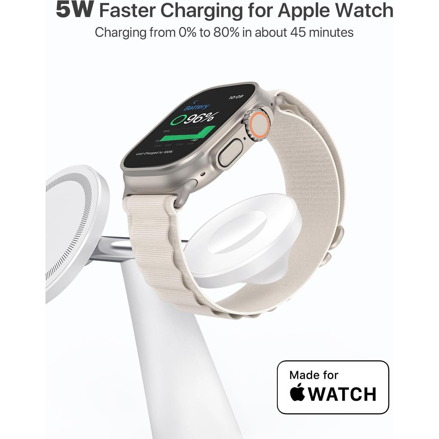 Cargador 3 en 1 QTlier MagSafe para iPhone, Apple Watch y AirPods