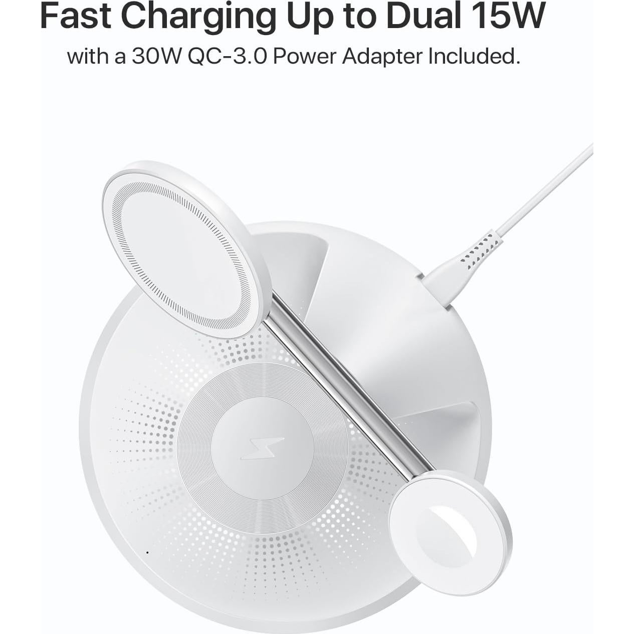 Cargador 3 en 1 QTlier MagSafe para iPhone, Apple Watch y AirPods