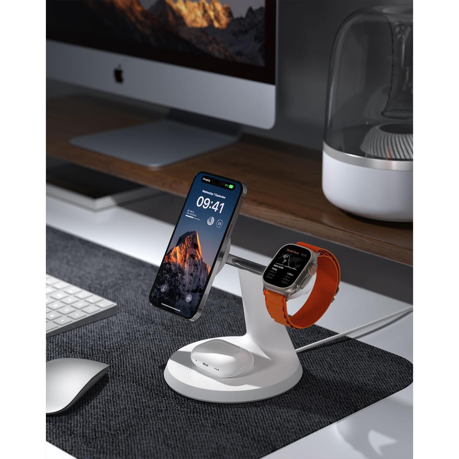 Cargador 3 en 1 QTlier MagSafe para iPhone, Apple Watch y AirPods