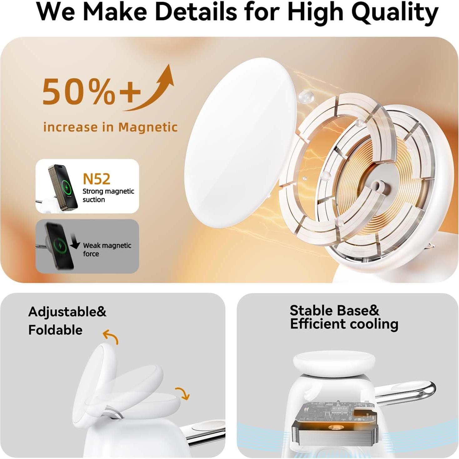 Estación de Carga Inalámbrica AOK-AOK Mag-Safe 15W para iPhone 12-16