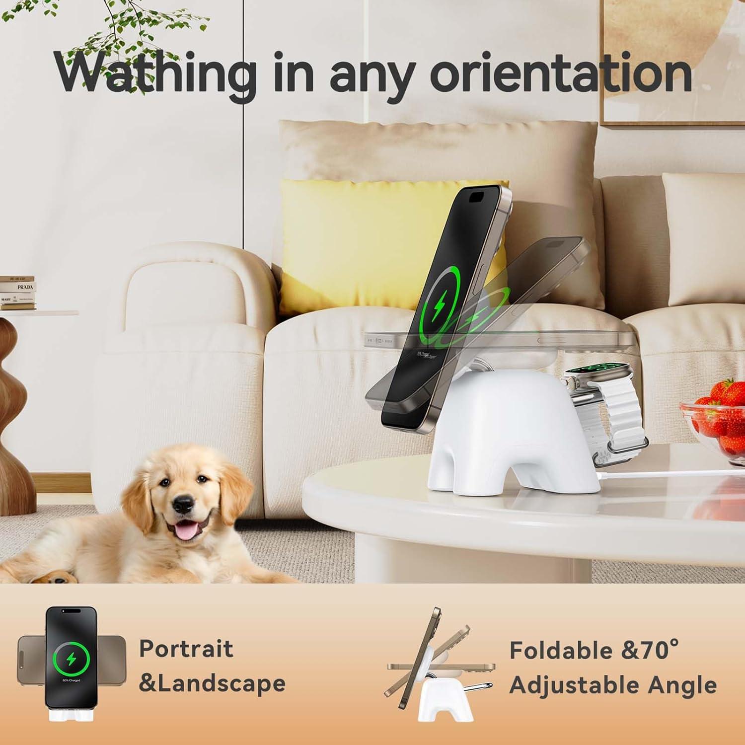 Estación de Carga Inalámbrica AOK-AOK Mag-Safe 15W para iPhone 12-16