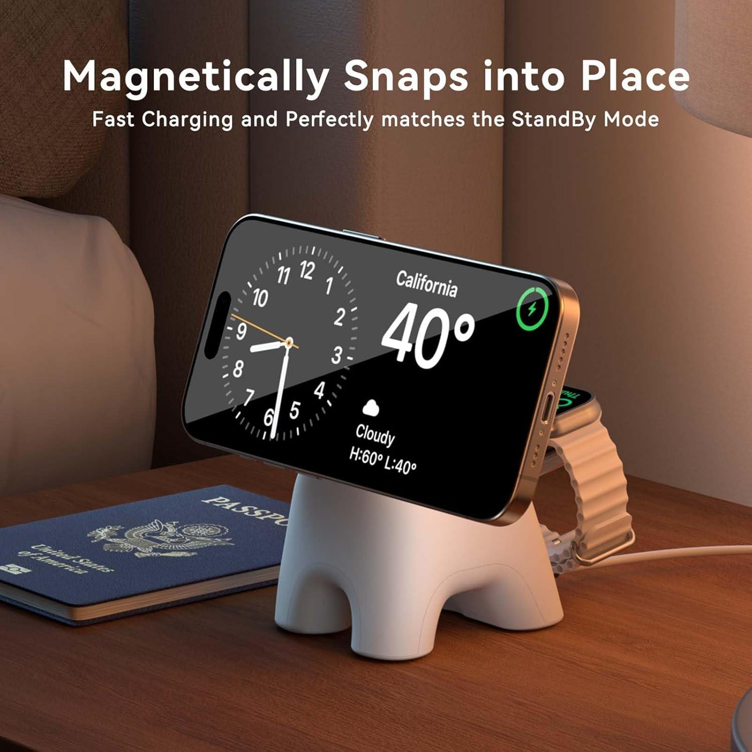 Estación de Carga Inalámbrica AOK-AOK Mag-Safe 15W para iPhone 12-16