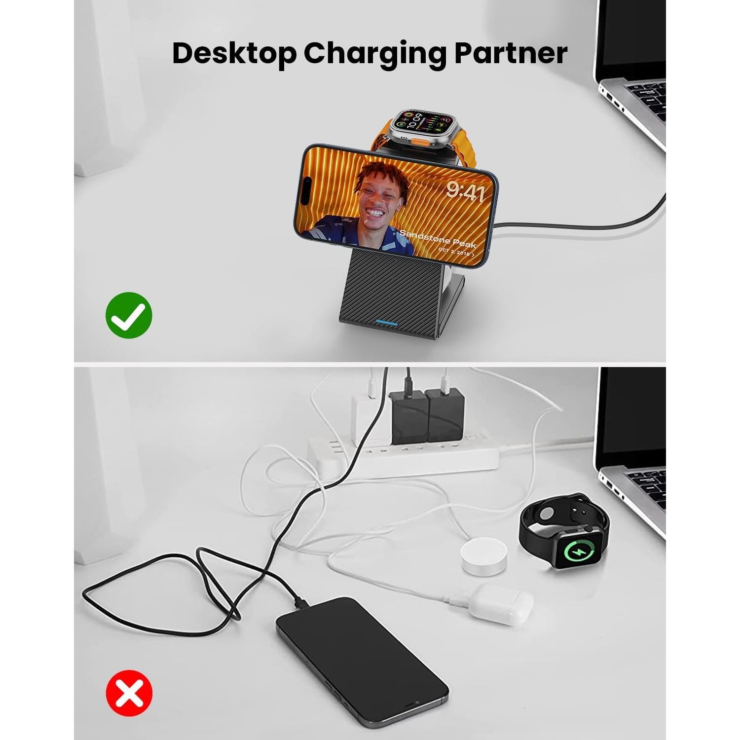 Estación de Carga Inalámbrica 3 en 1 GEEKERA para Apple