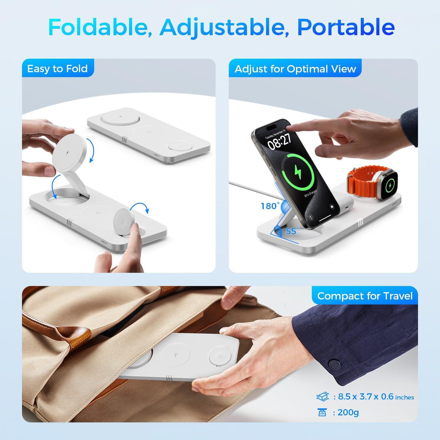 Estación de Carga Inalámbrica 3 en 1 Apple Blanco - iPhone, iWatch, AirPods