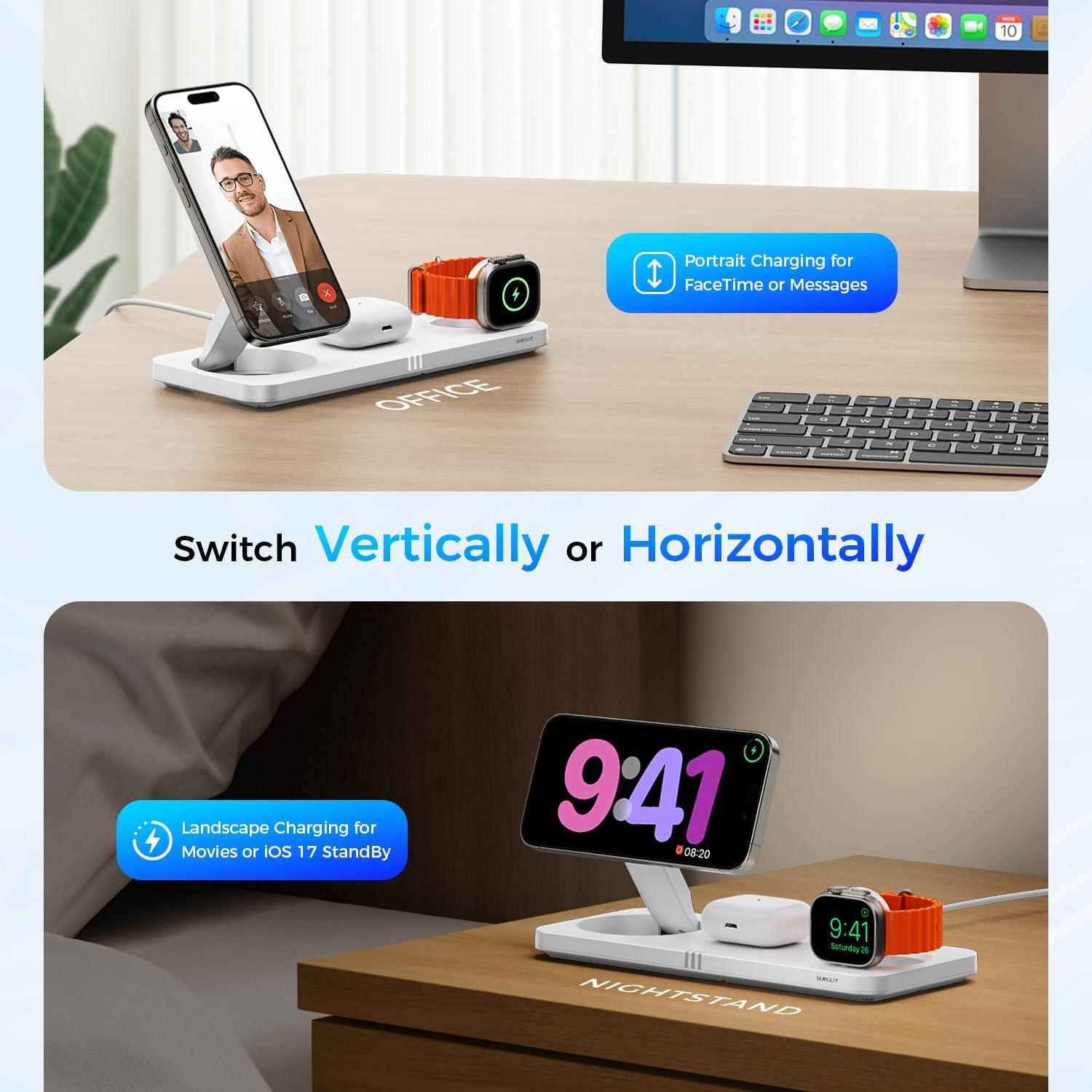 Estación de Carga Inalámbrica 3 en 1 Apple Blanco - iPhone, iWatch, AirPods