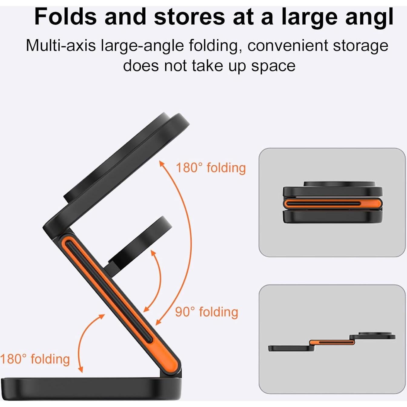 Estación de Carga Inalámbrica 3 en 1 EFAITHFIX Plegable Negro
