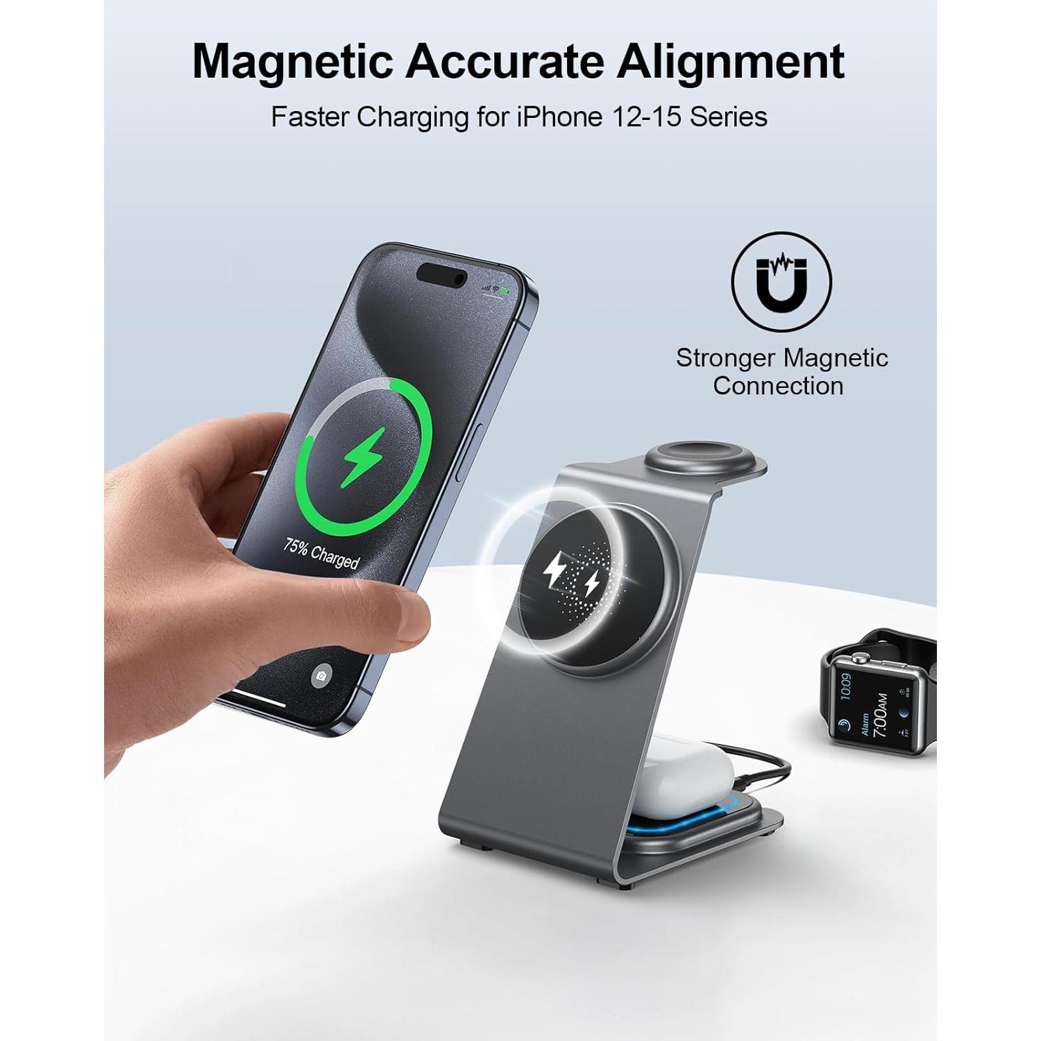 Estación de Carga Inalámbrica 3 en 1 ZnnYoo para Apple