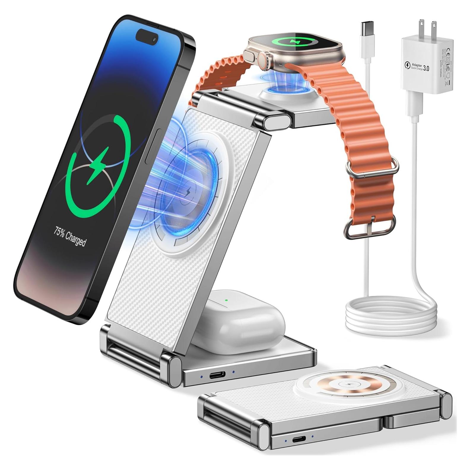 Estación de Carga Inalámbrica 3 en 1 REOKILY MagSafe Blanco