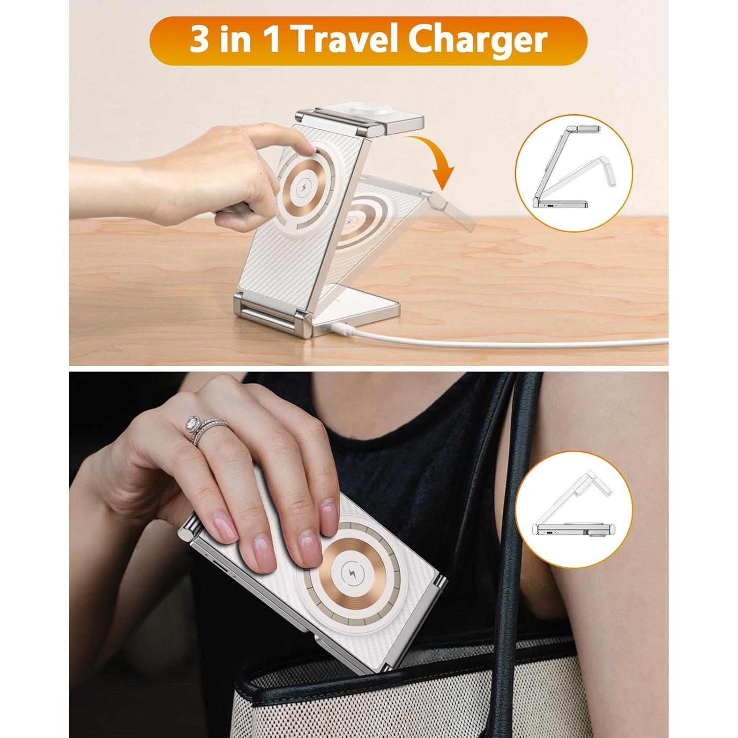 Estación de Carga Inalámbrica 3 en 1 REOKILY MagSafe Blanco