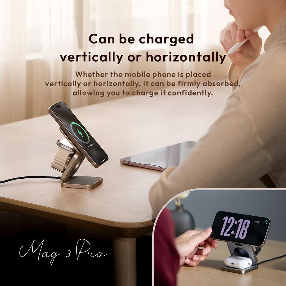 Cargador Inalámbrico Magnético ADAM Mag 3 Pro 15W 3-en-1