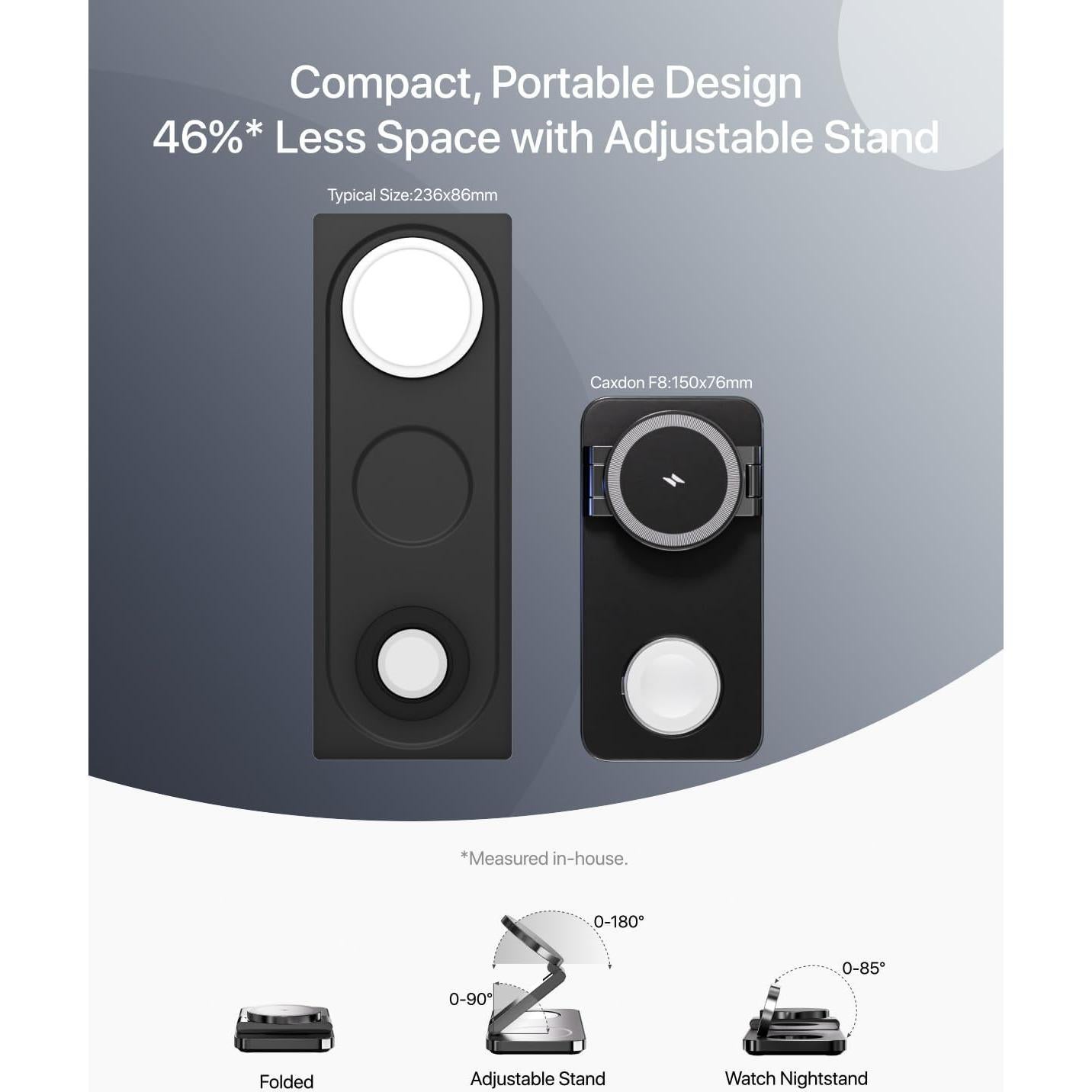 Estación de Carga Inalámbrica 3 en 1 Caxdon Qi2 Negro
