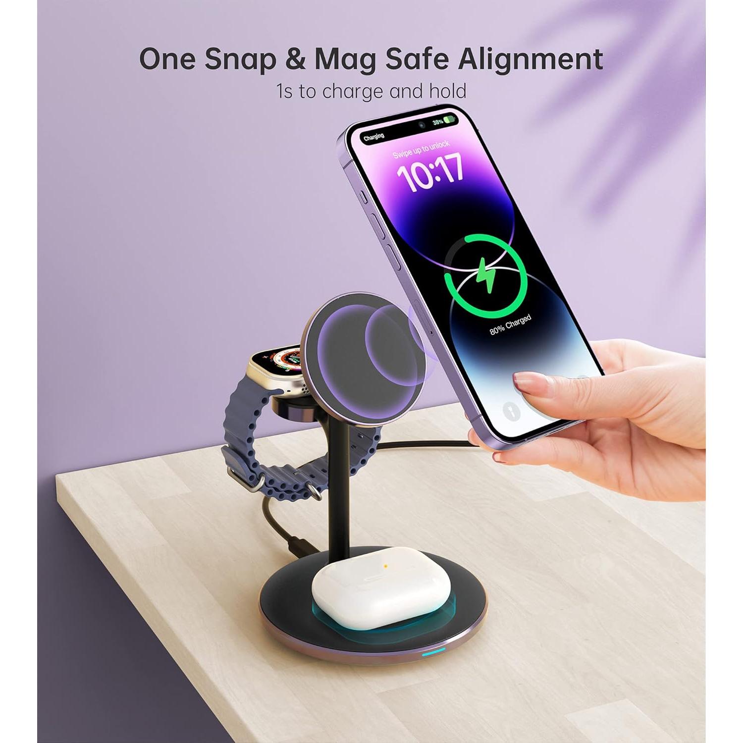 Estación de Carga Inalámbrica 3 en 1 XooFly Mag-Safe 15W