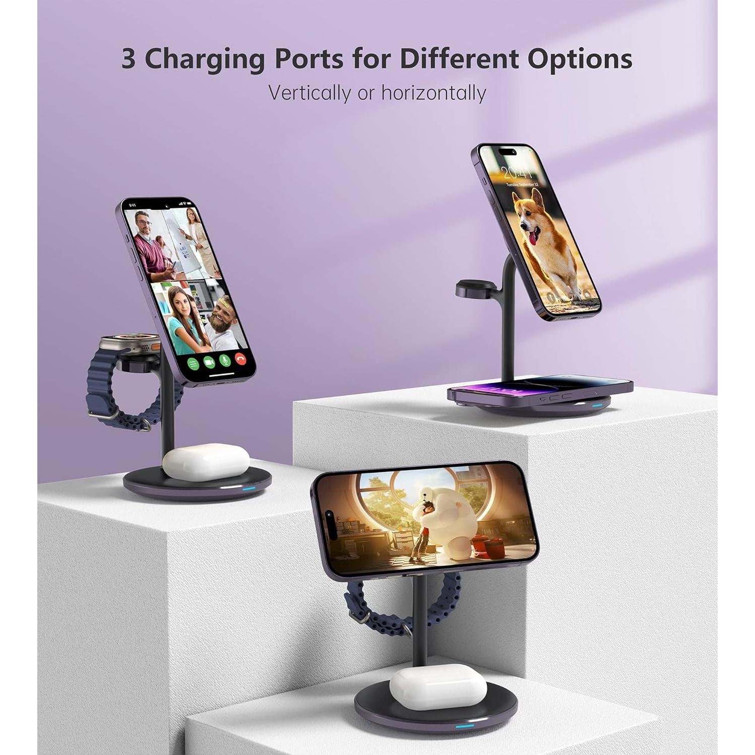 Estación de Carga Inalámbrica 3 en 1 XooFly Mag-Safe 15W