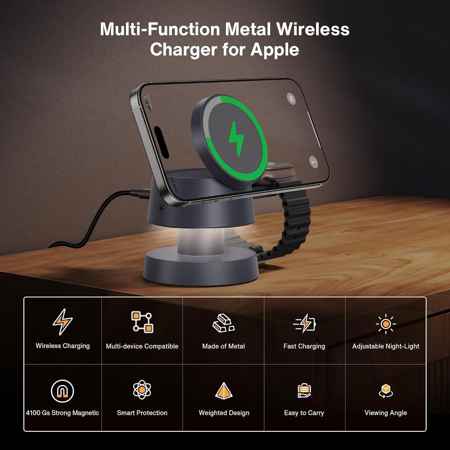 Estación de Carga Inalámbrica 4 en 1 iVANKY con Lámpara