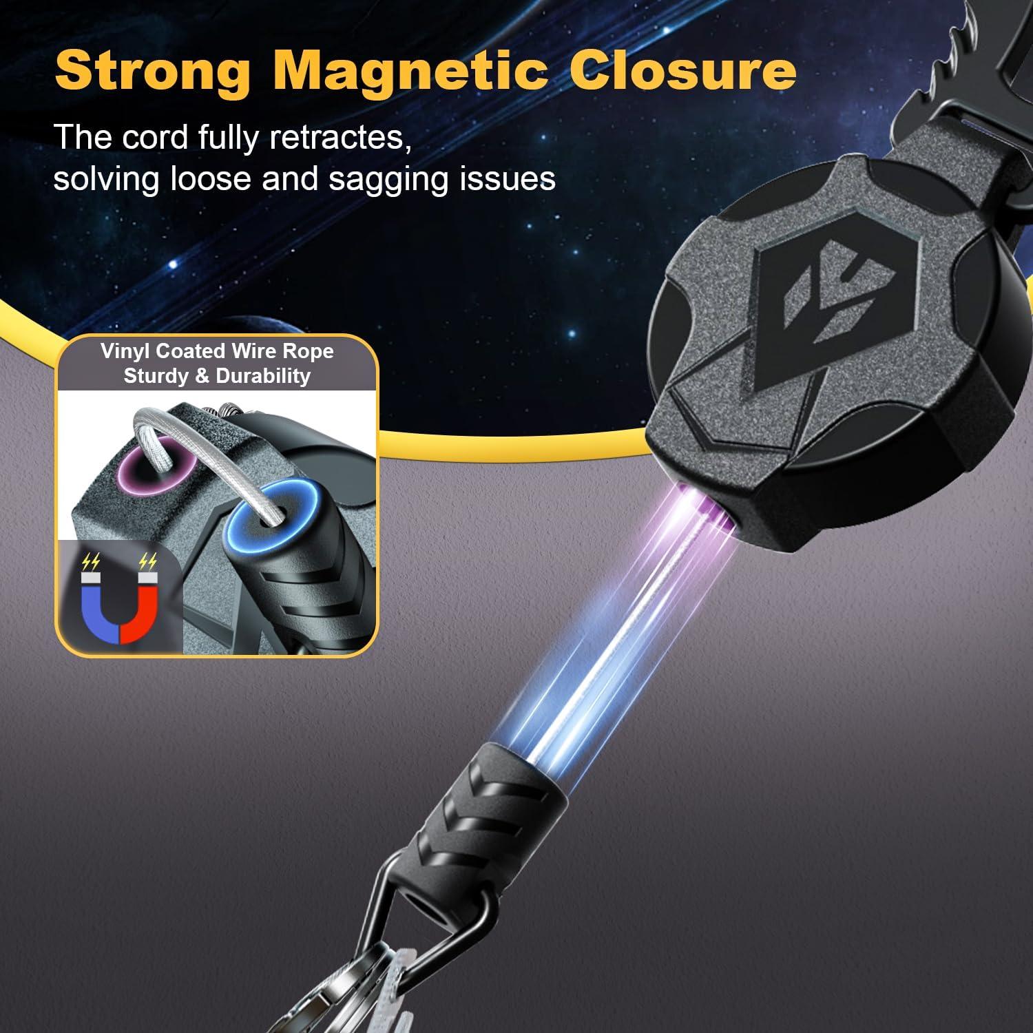 Paquete de 2 llaveros retráctiles Milletech con imán y 80 cm