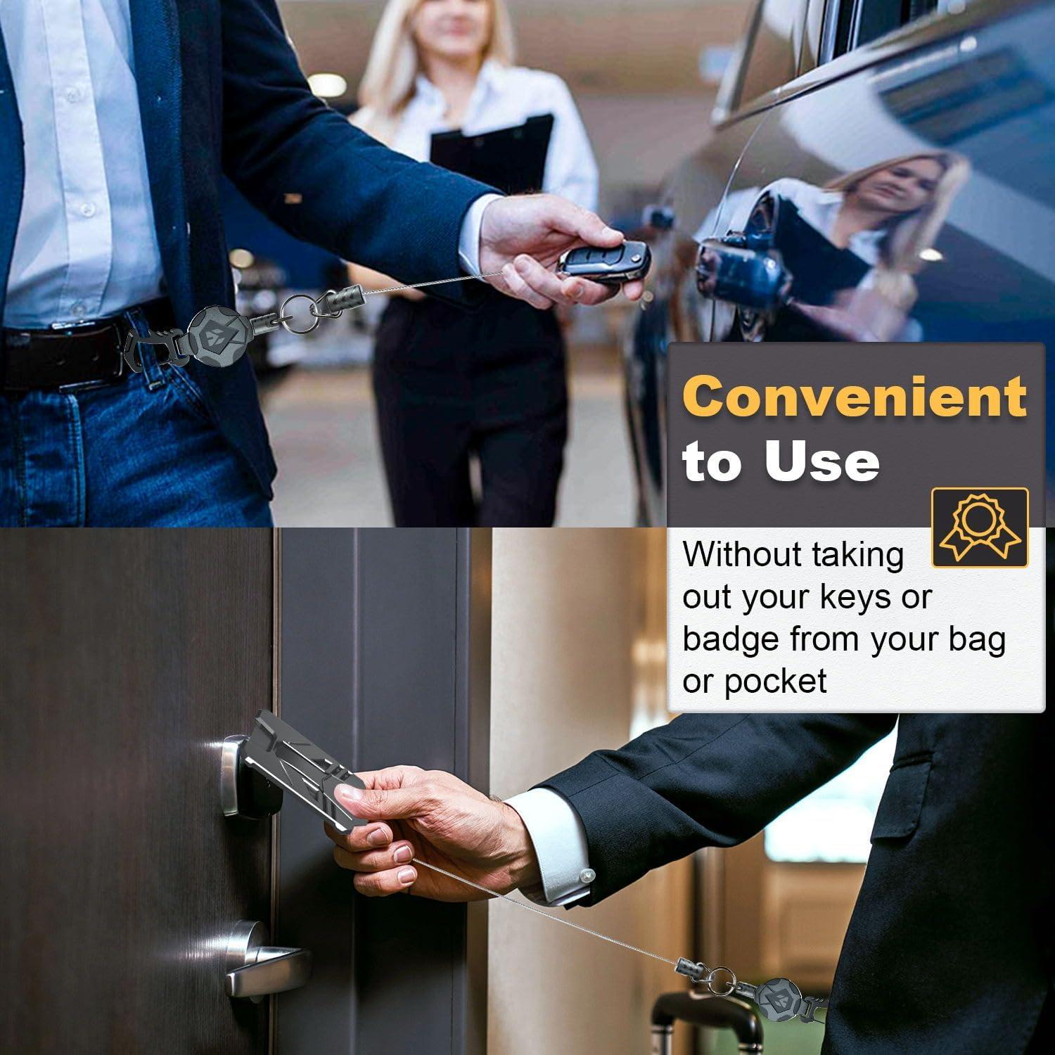 Paquete de 2 llaveros retráctiles Milletech con imán y 80 cm