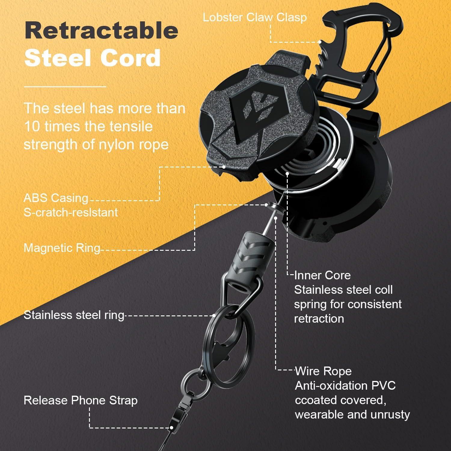 Paquete de 2 llaveros retráctiles Milletech con imán y 80 cm