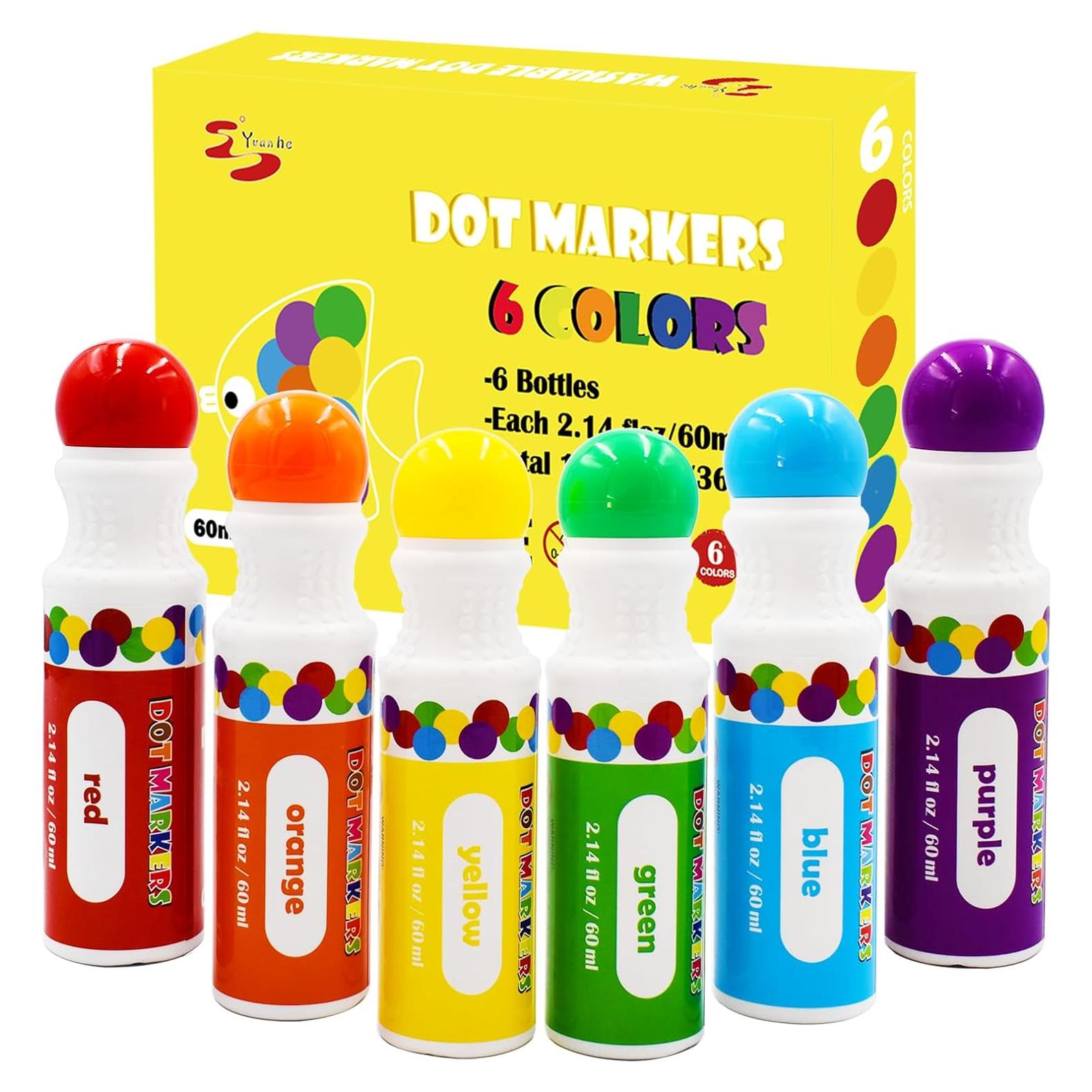 Marcadores de Puntos Yuanhe - 6 Colores Lavables para Niños