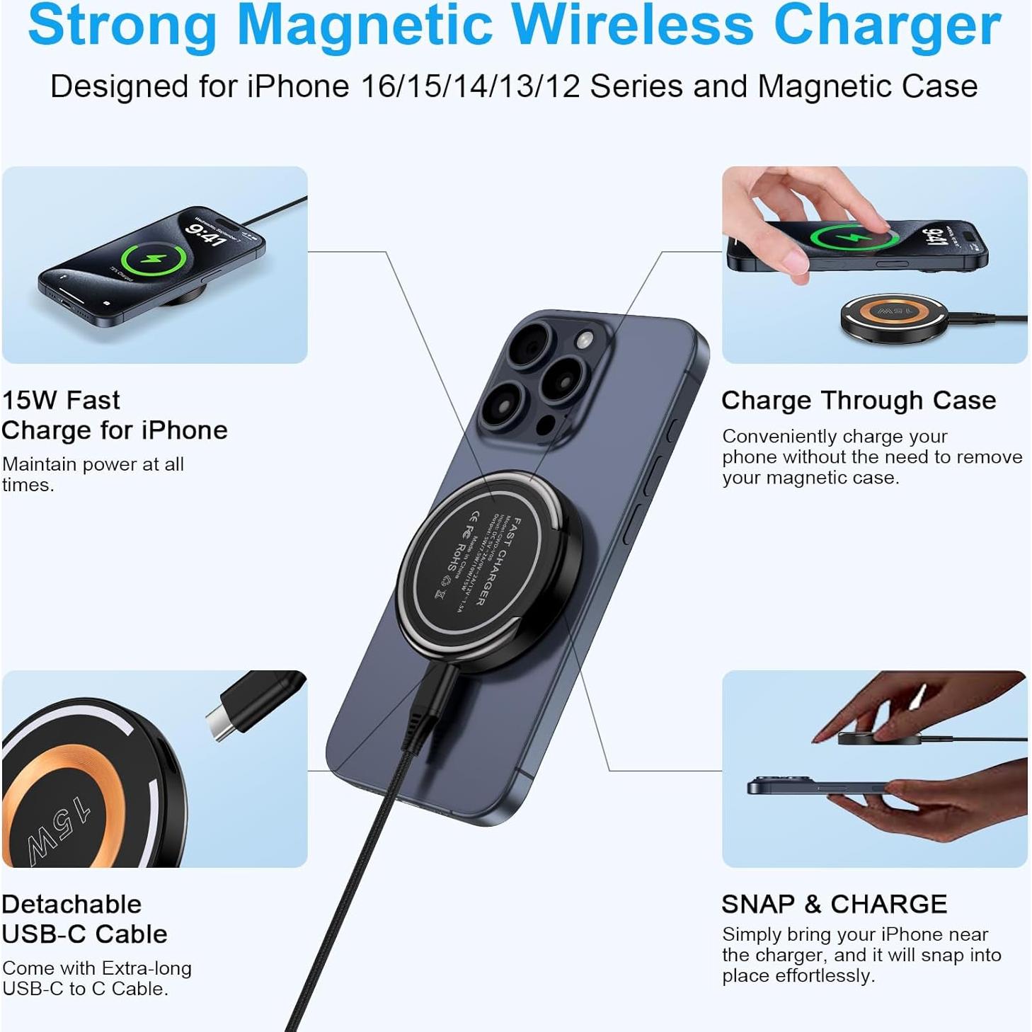 Cargador Inalámbrico Samsung 15W Magnético Pad de Carga