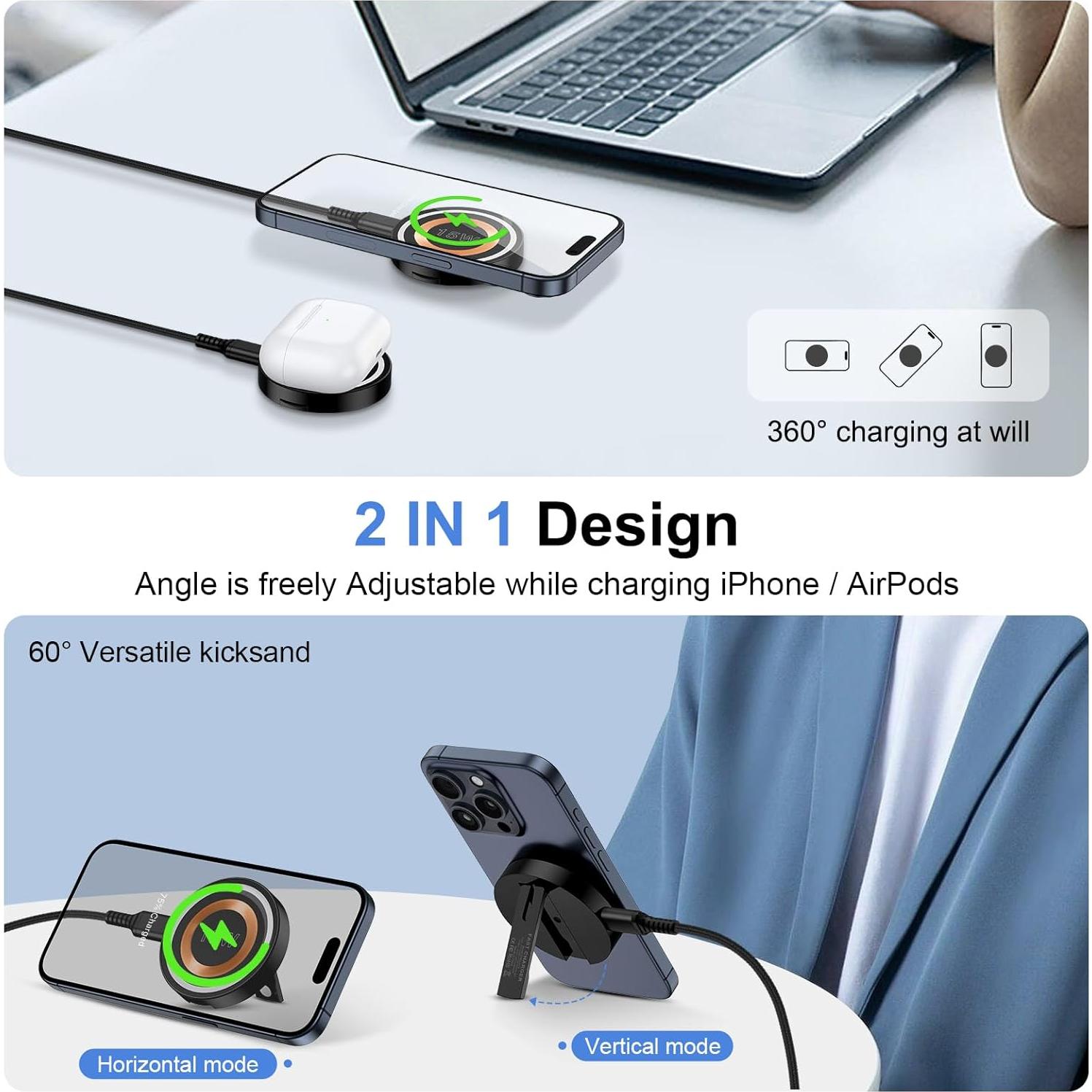 Cargador Inalámbrico Magsafe 15W para iPhone y Samsung