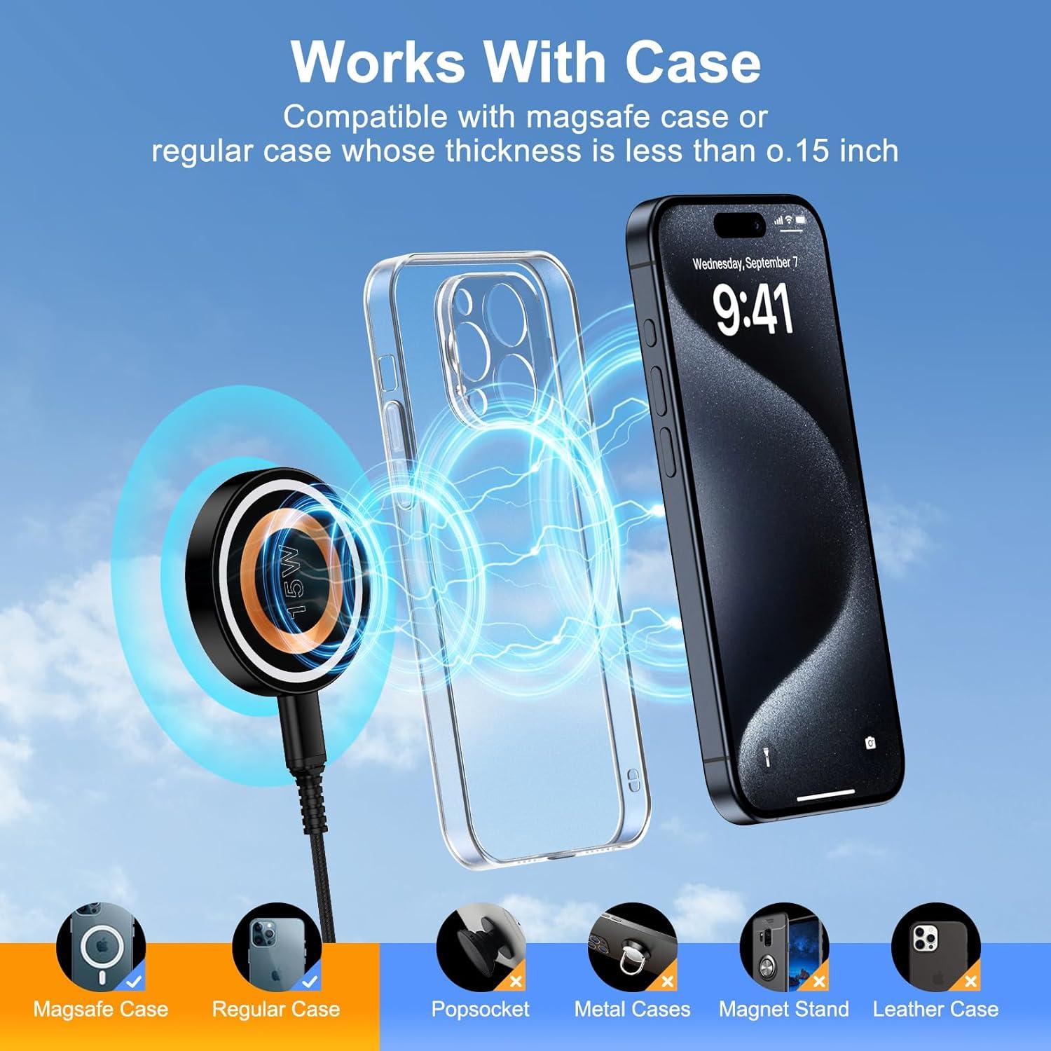 Cargador Inalámbrico Magsafe 15W para iPhone y Samsung