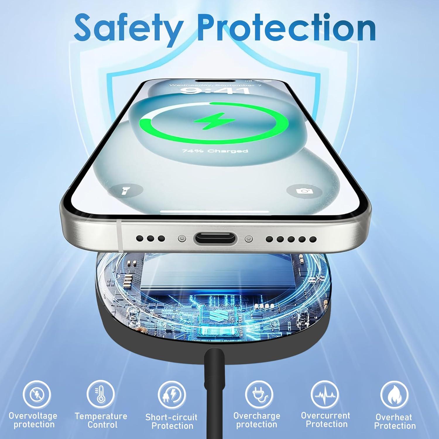 Cargador Inalámbrico Magnético 15W USB-C para iPhone 15/14/13/12