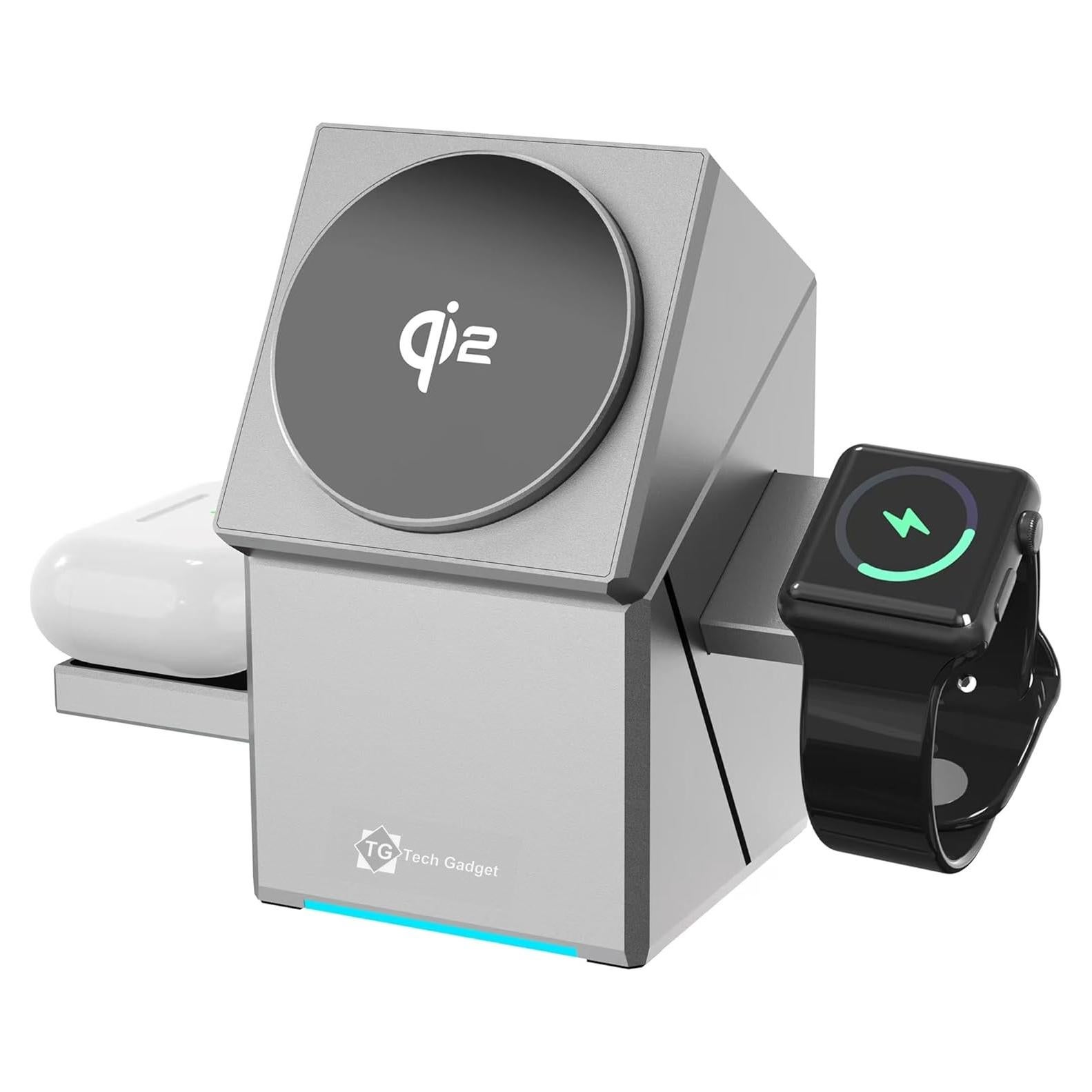Estación de Carga 3 en 1 CubeTrick Qi2 15W para iPhone, Apple Watch, AirPods