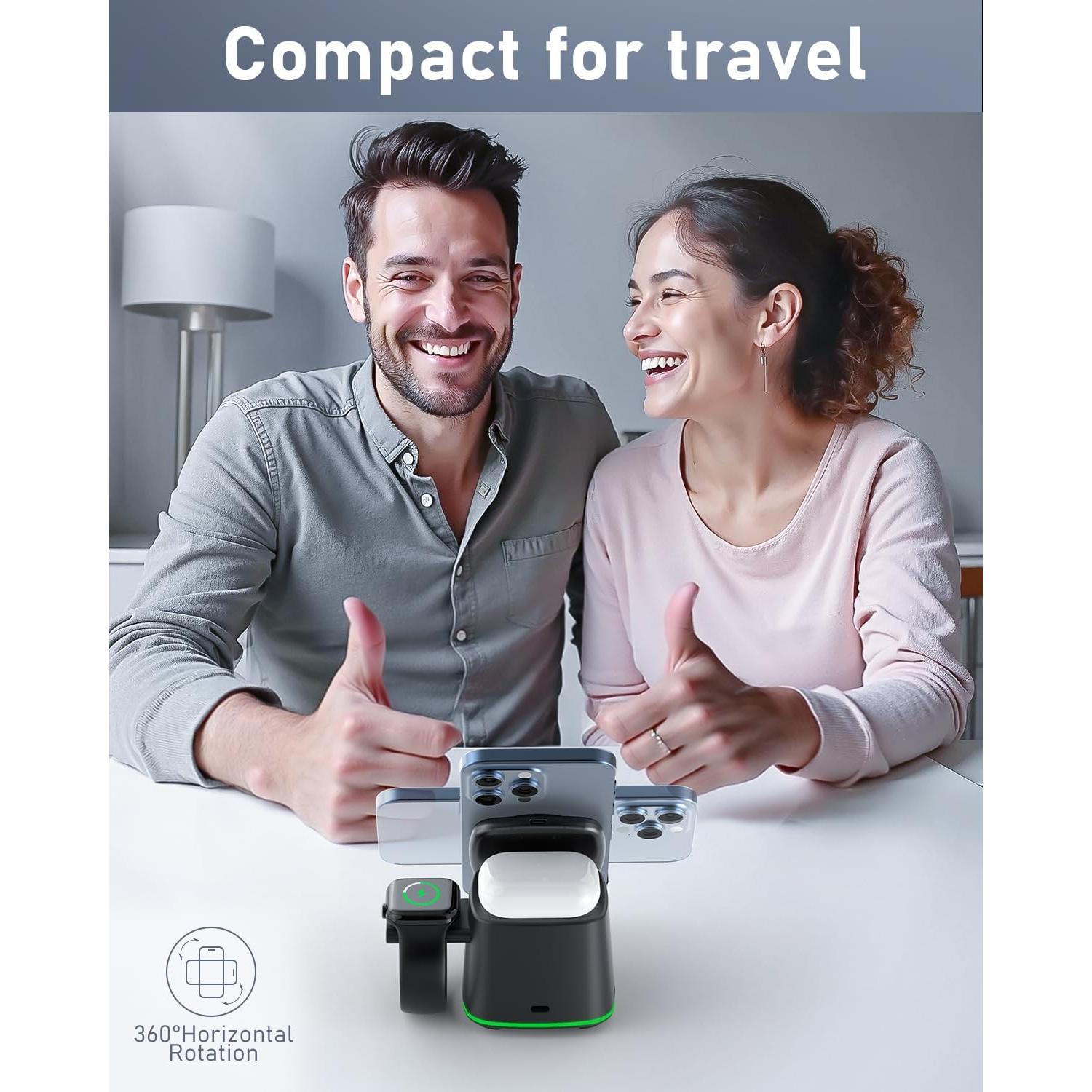 Estación de Carga 3 en 1 IYOFINE 15W para iPhone, Apple Watch y AirPods