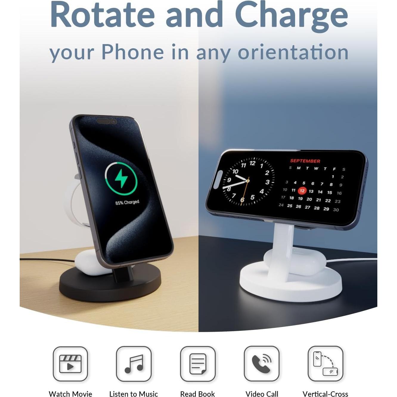 Cargador Inalámbrico 3 en 1 Matripop para iPhone 15/14/13/12