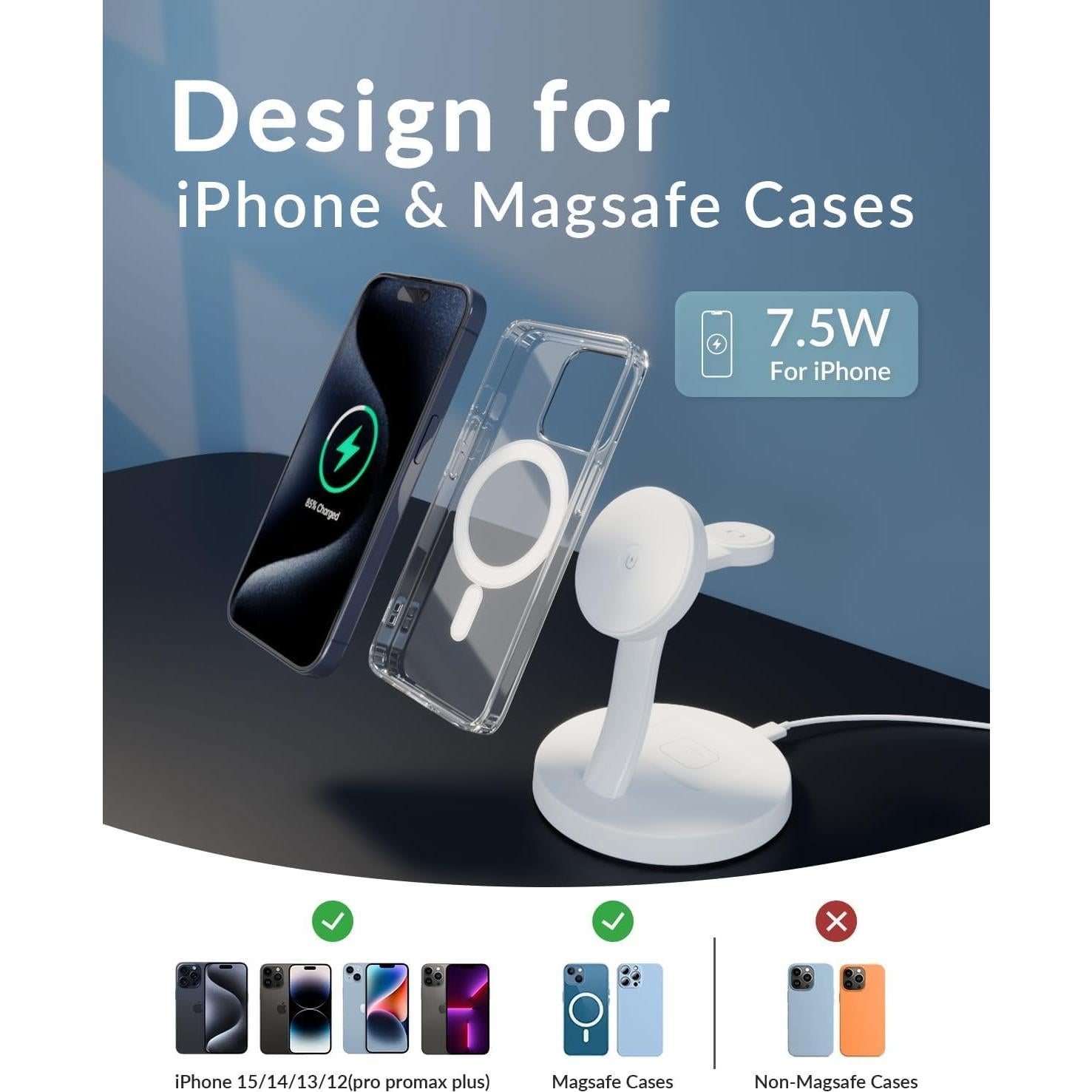 Cargador Inalámbrico 3 en 1 Matripop para iPhone 15/14/13/12