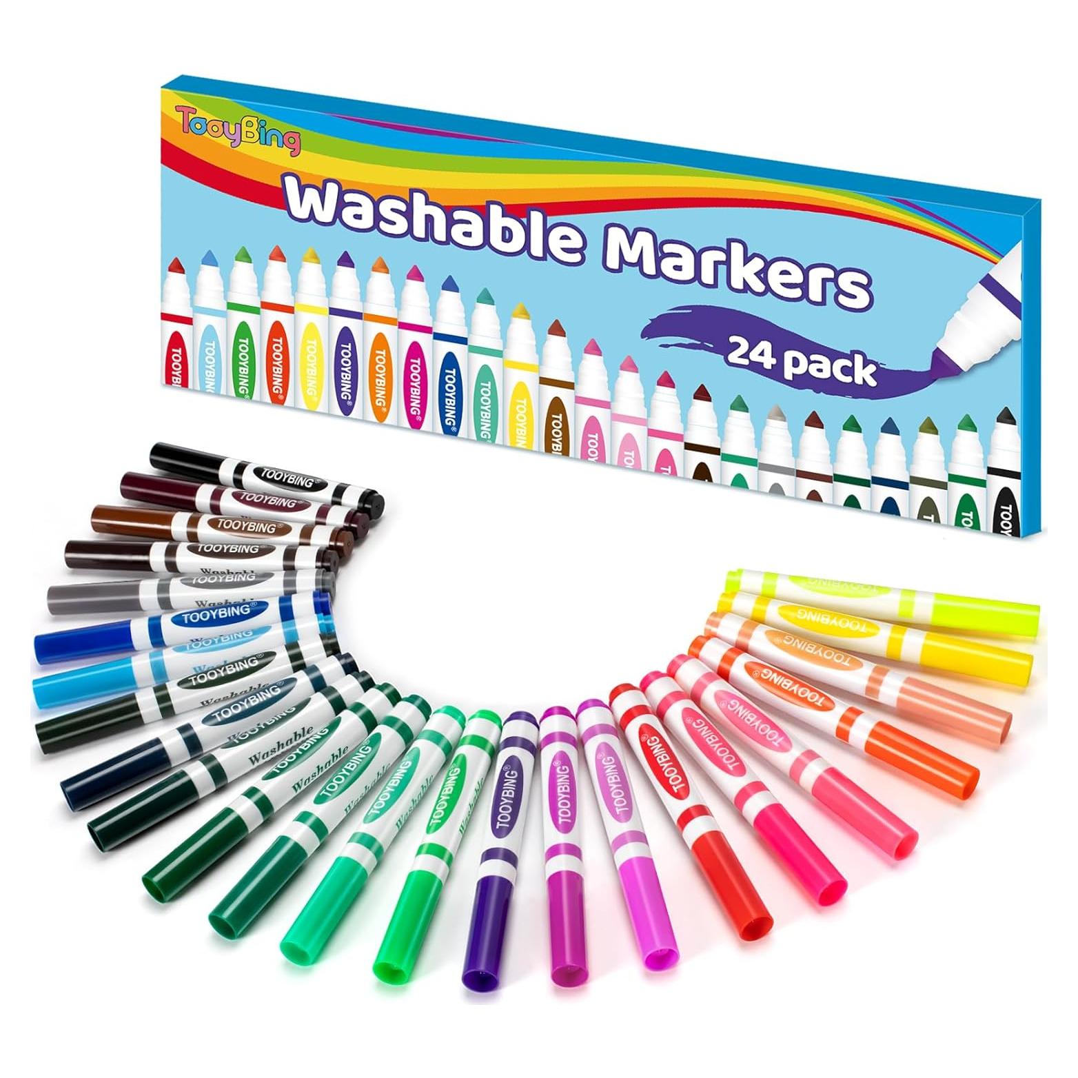 Marcadores Lavables TooyBing 24 Colores Punta Gruesa