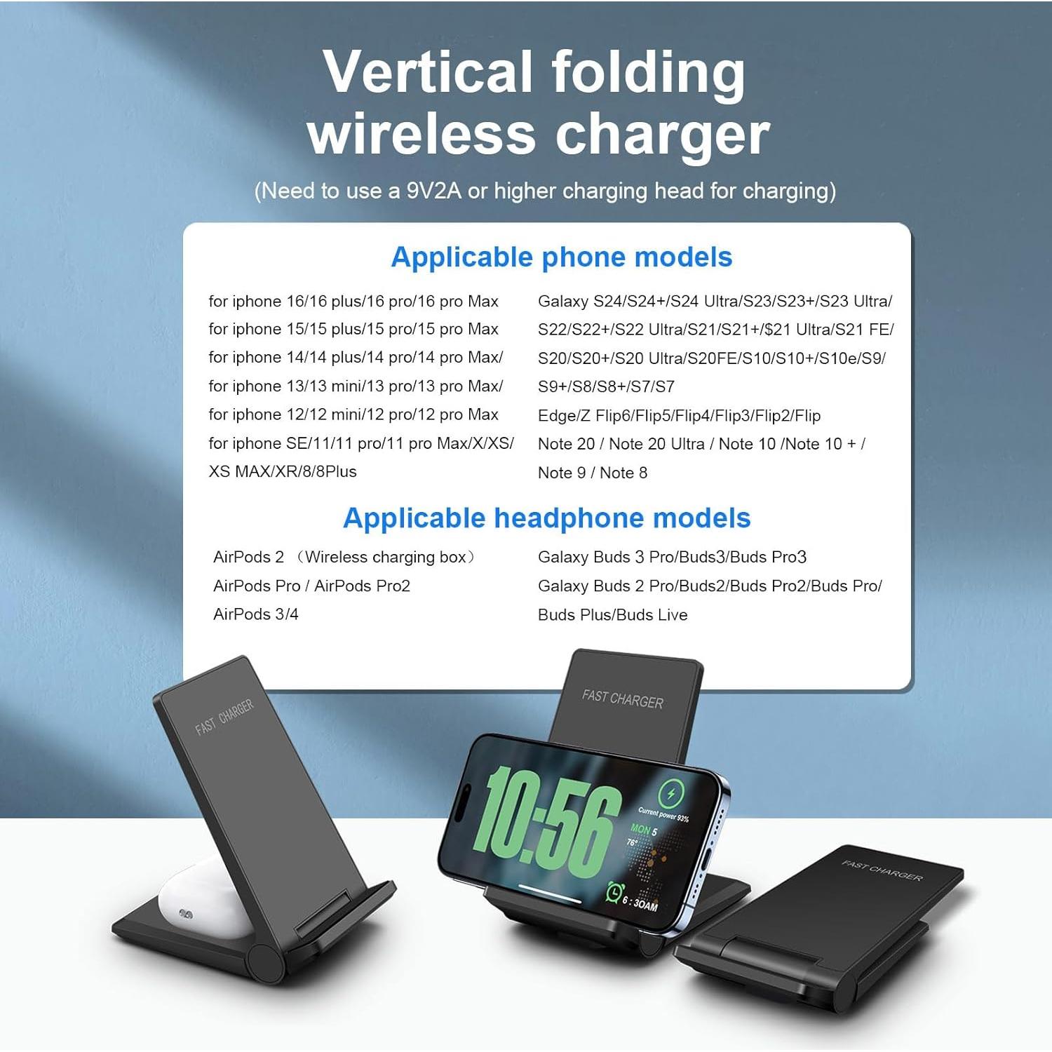 Cargador Inalámbrico 2 en 1 DINTNCCM 20W Rápido para iPhone/Samsung