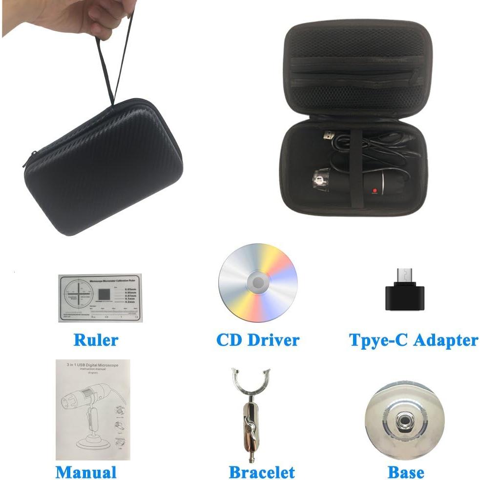 Microscopio USB Jiusion 40-1000X con Estuche y 8 LEDs