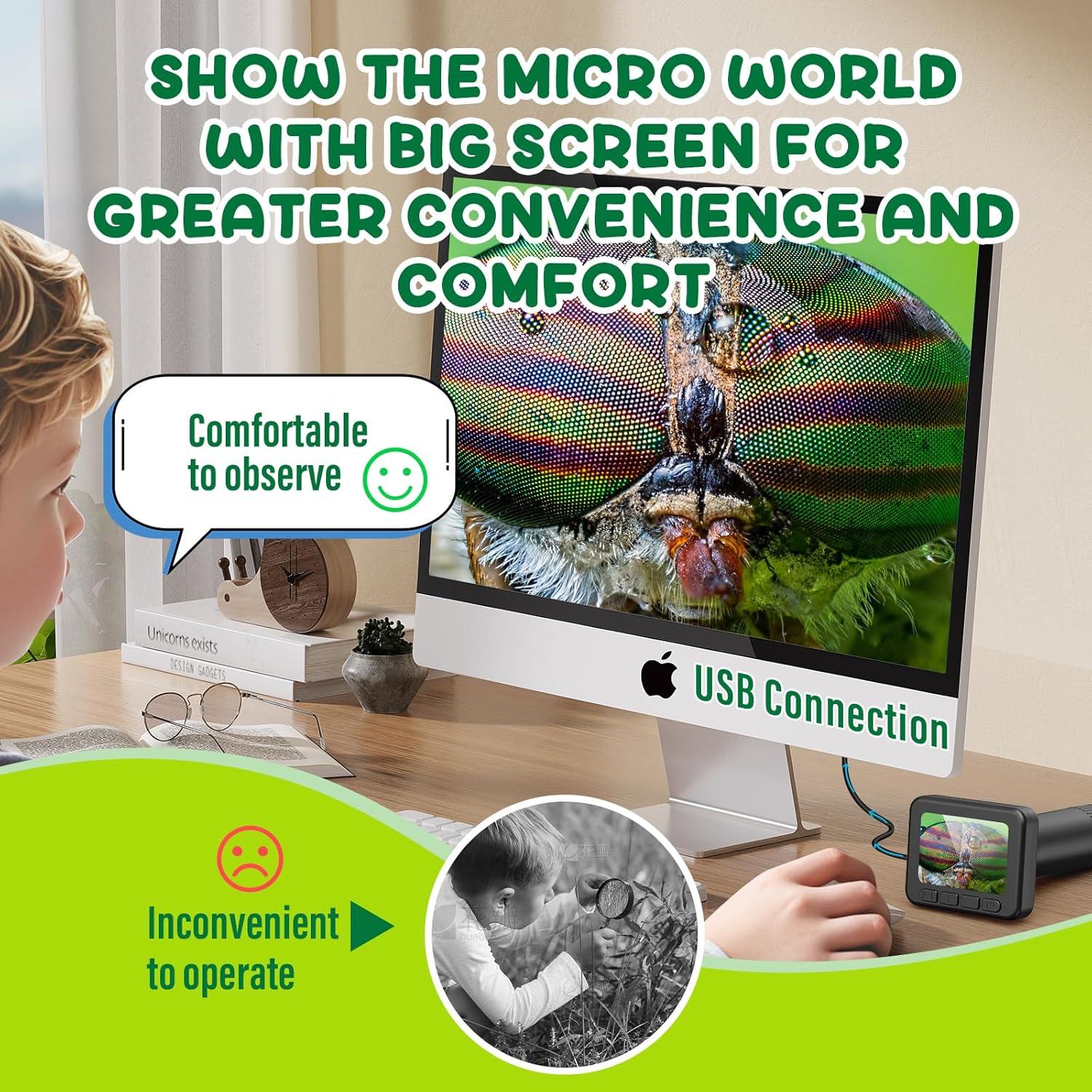 Microscopio Digital IMICHI 50X-1000X con Pantalla IPS 2"