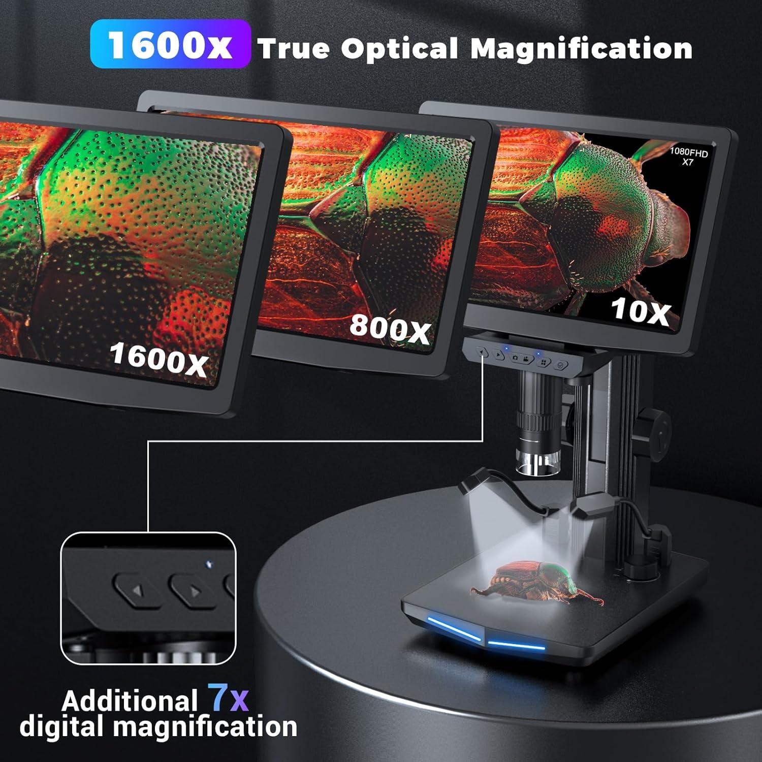 Microscopio Digital IMICHI 10" 1600X USB HDMI para Reparación