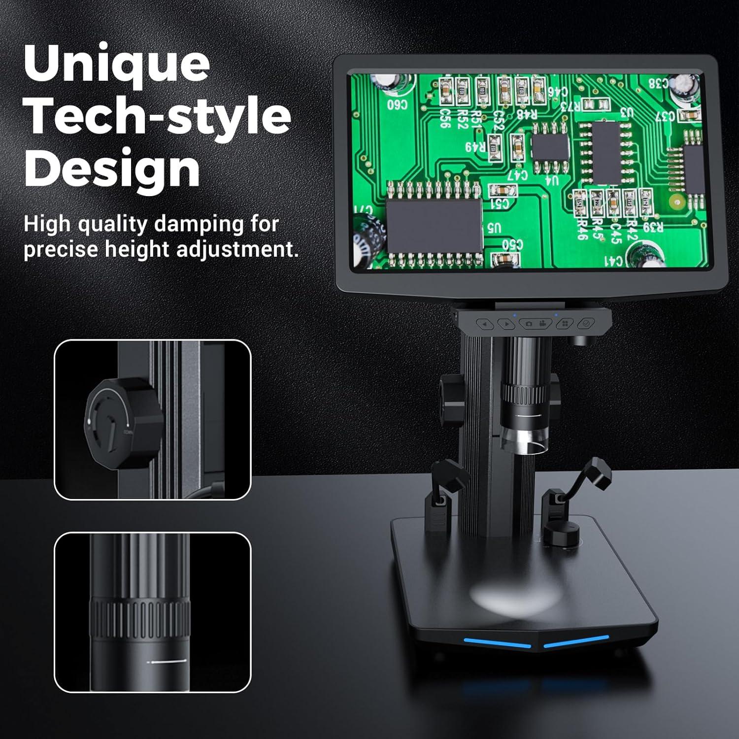 Microscopio Digital IMICHI 10" 1600X USB HDMI para Reparación