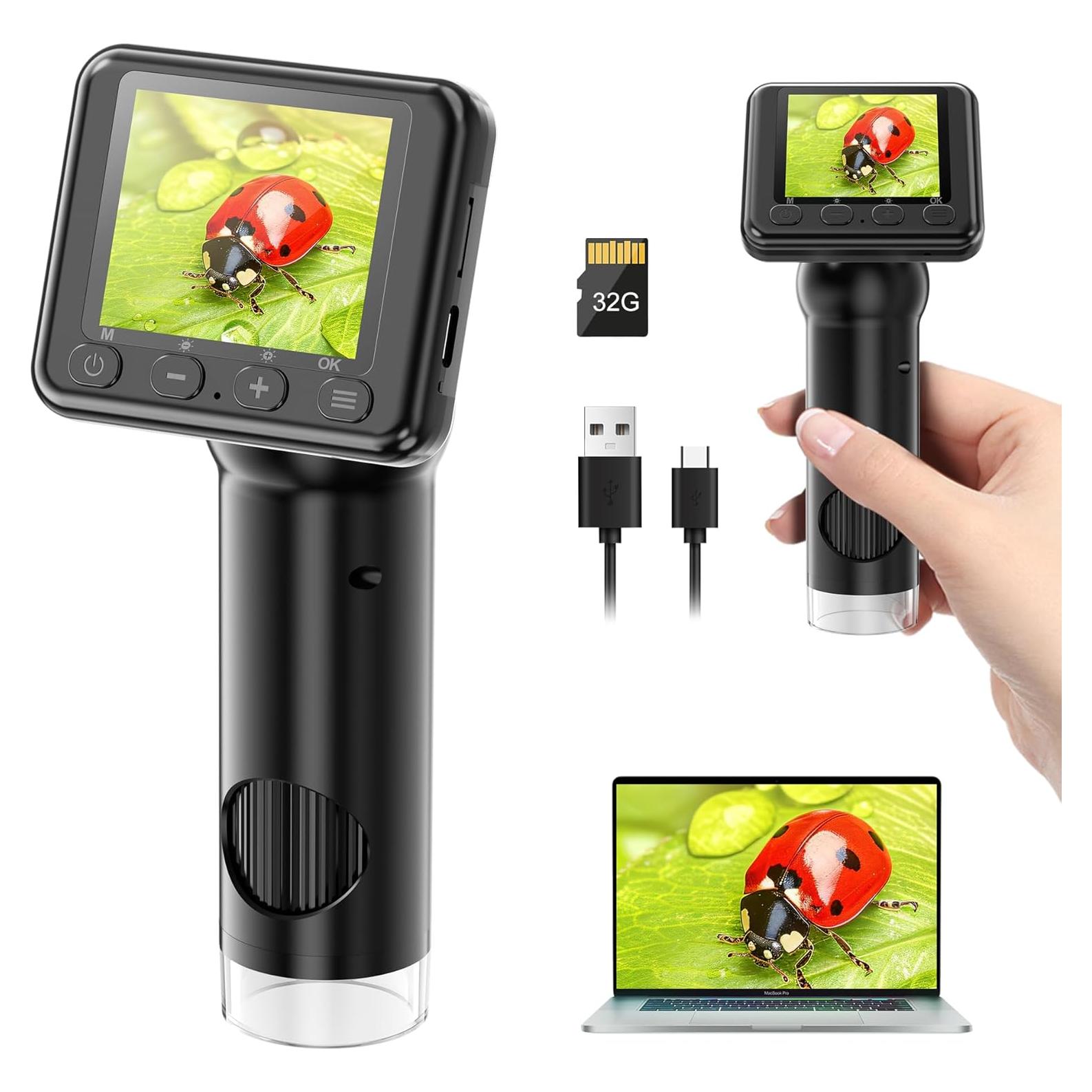 Microscopio Digital Portátil NUOTUN 800x HD con Pantalla 2"