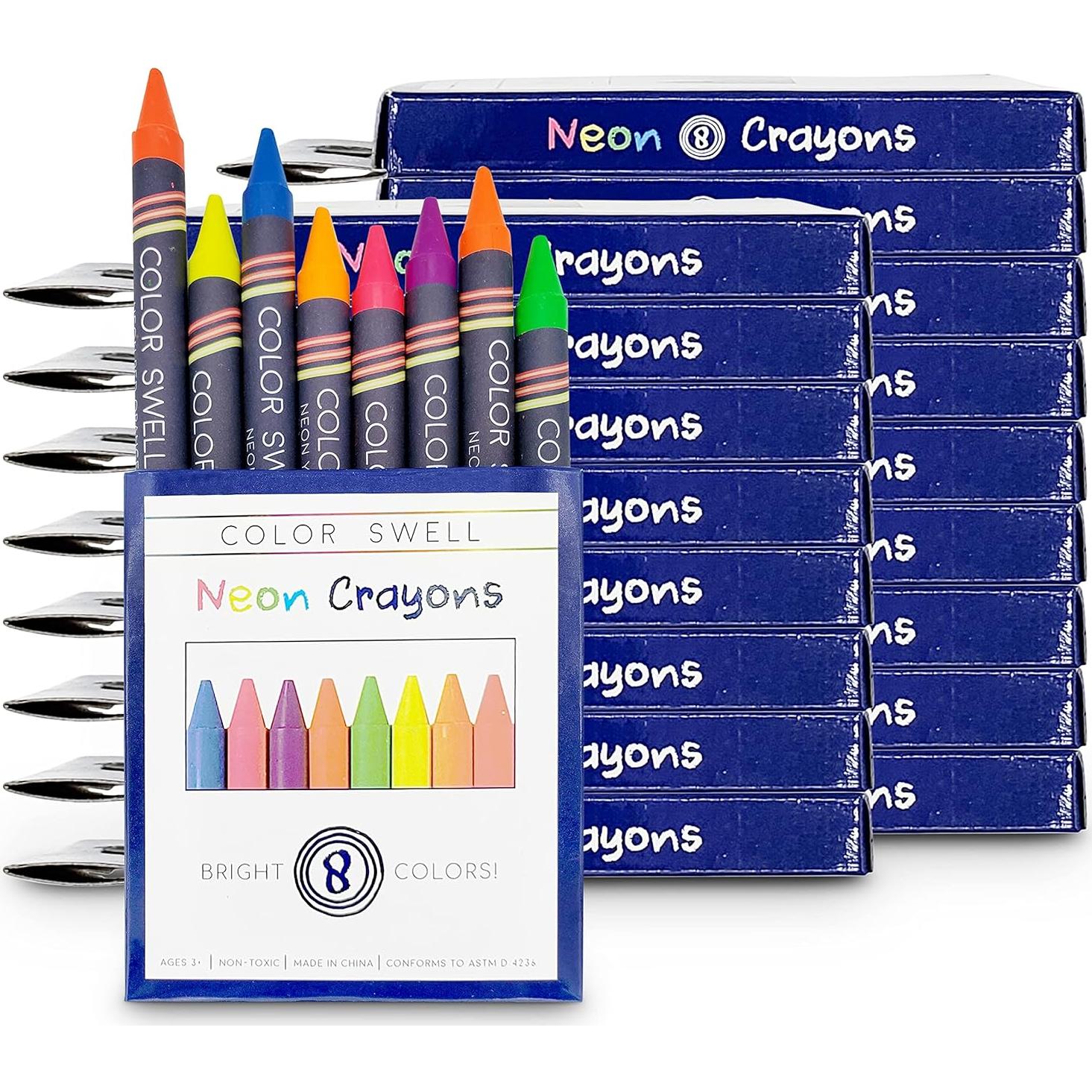 Packs de Crayones Neón Color Swell - 18 Cajas de 8 Crayones