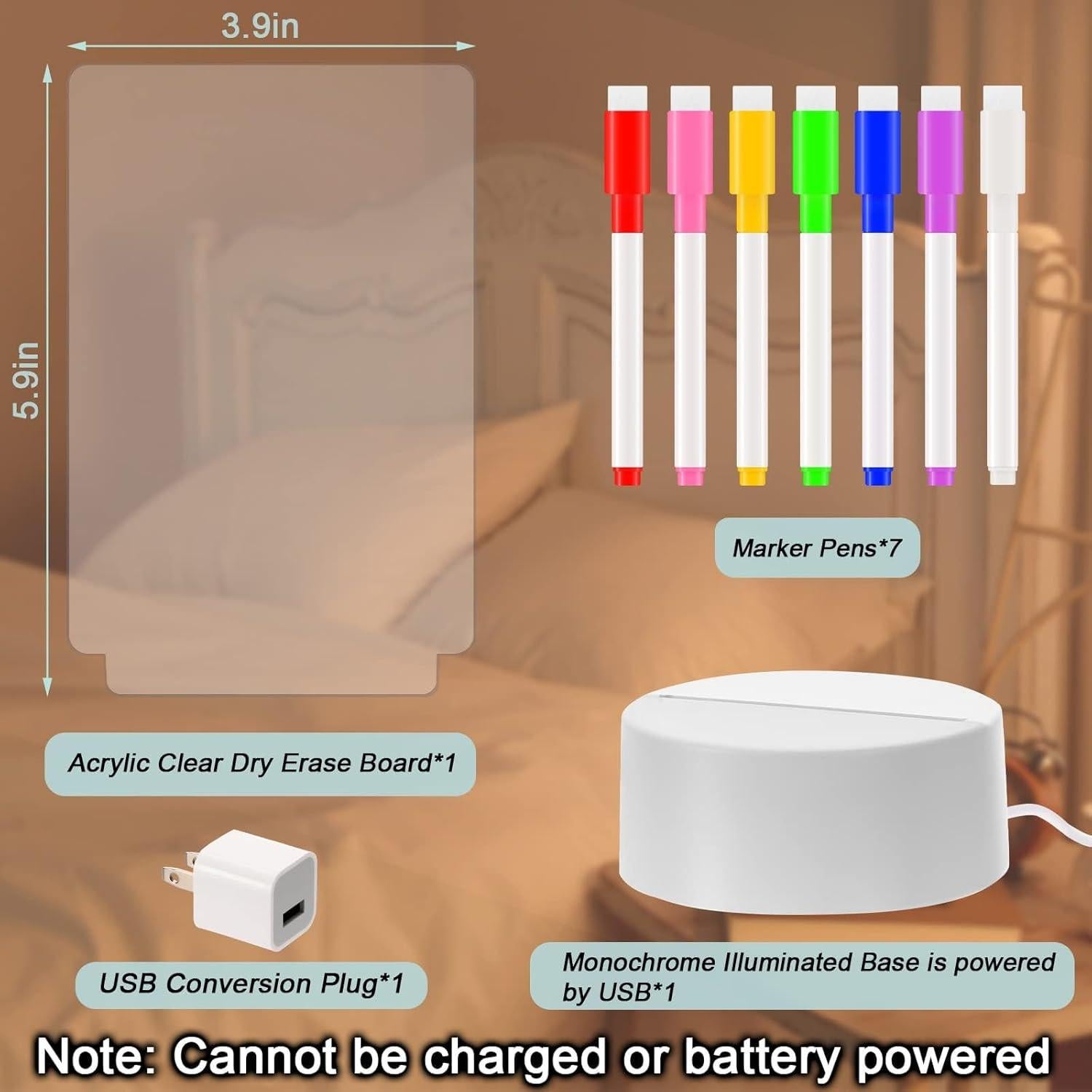Tablero de Borrado en Seco VOCOOL LED 15.24x10.16cm Acrílico