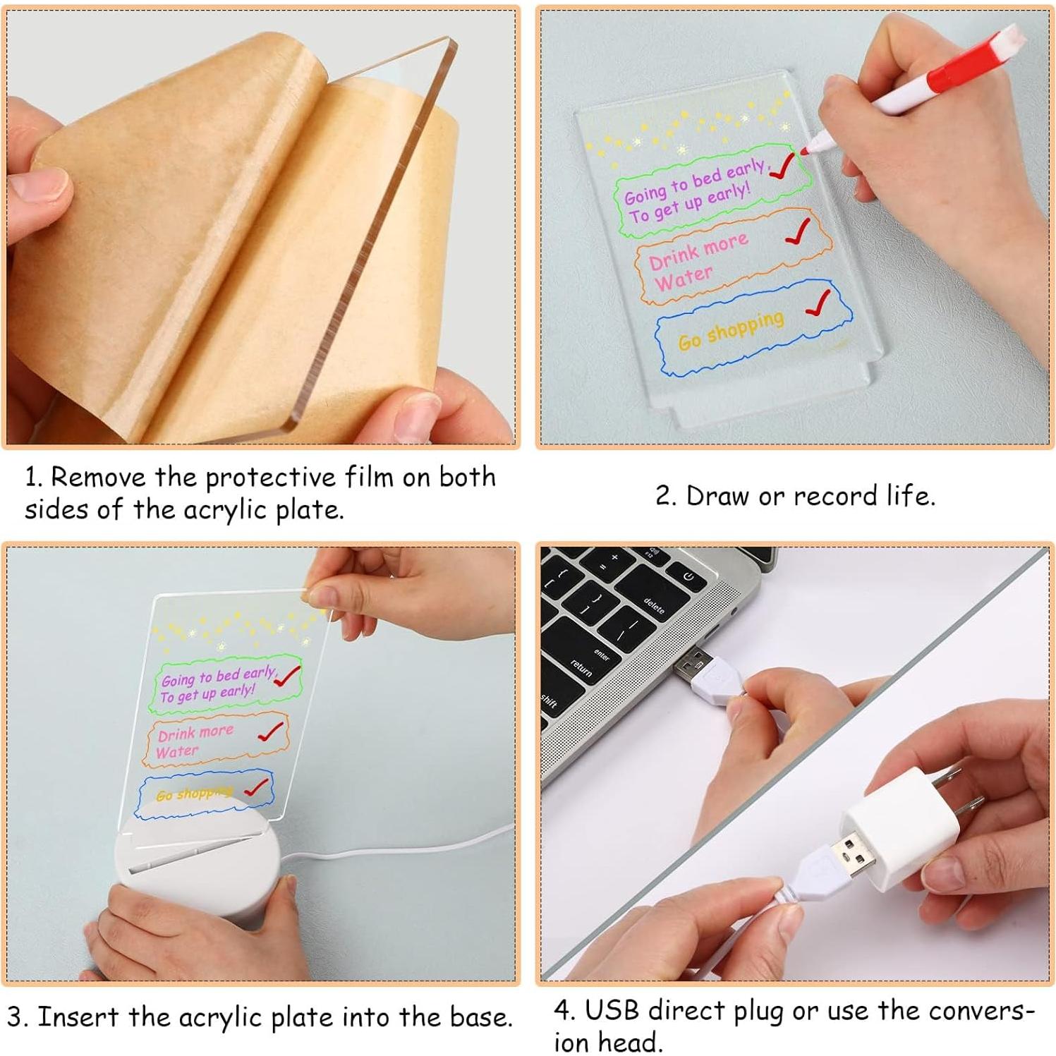 Tablero de Borrado en Seco VOCOOL LED 15.24x10.16cm Acrílico