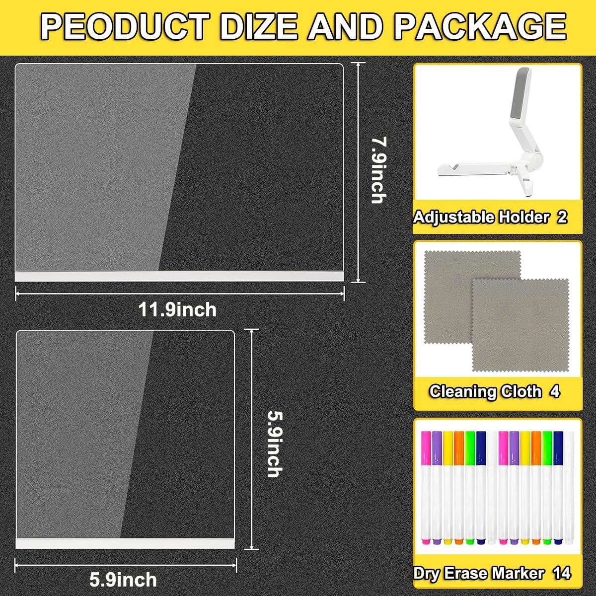 Set de 2 Tableros LED de Notas Acrílico CARETHYS 30x20 cm