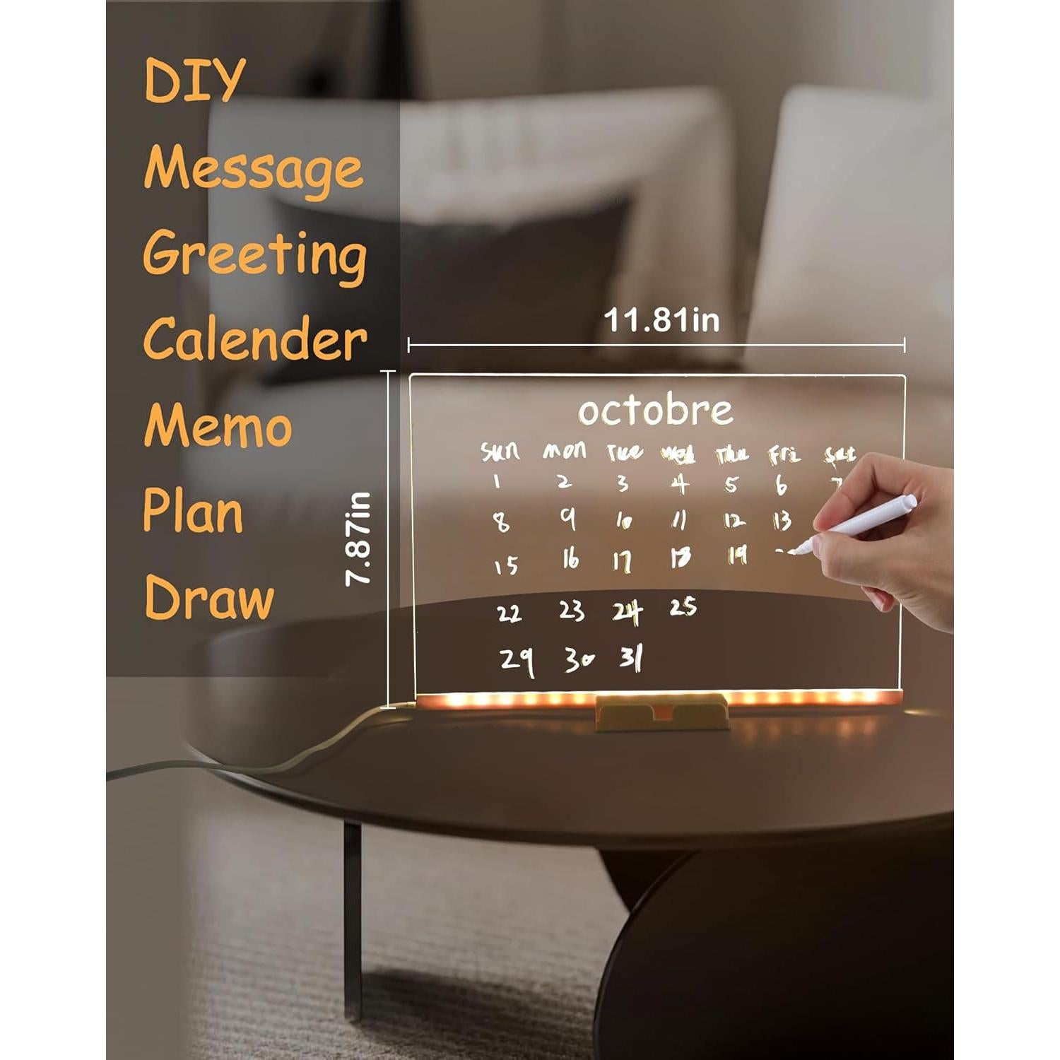 Tablero de Notas LED THINKKEEN 20x30cm Acrílico Multicolor