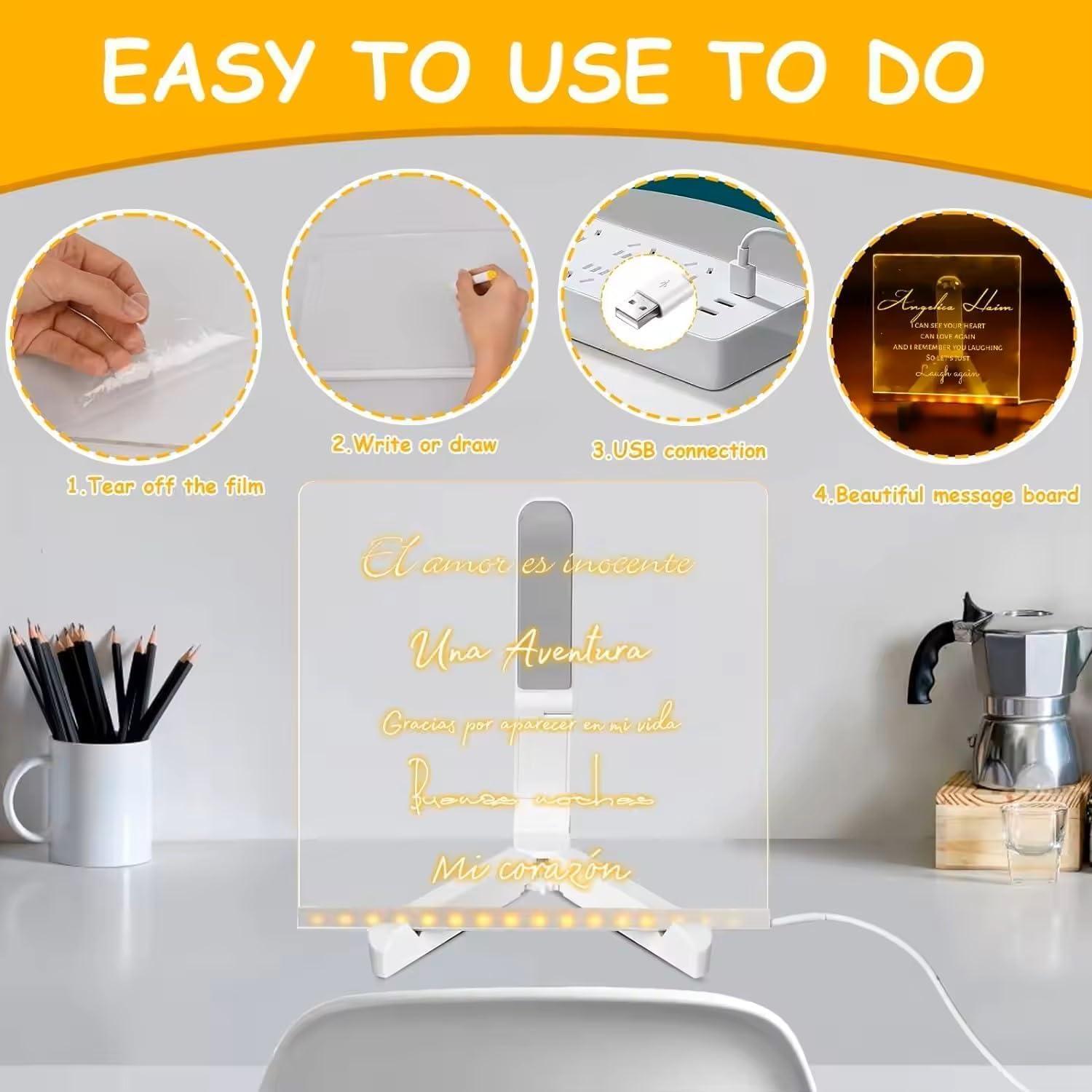 Tablero de Notas LED OSFRIAGE 20.1x20.1 cm Acrílico Multicolor