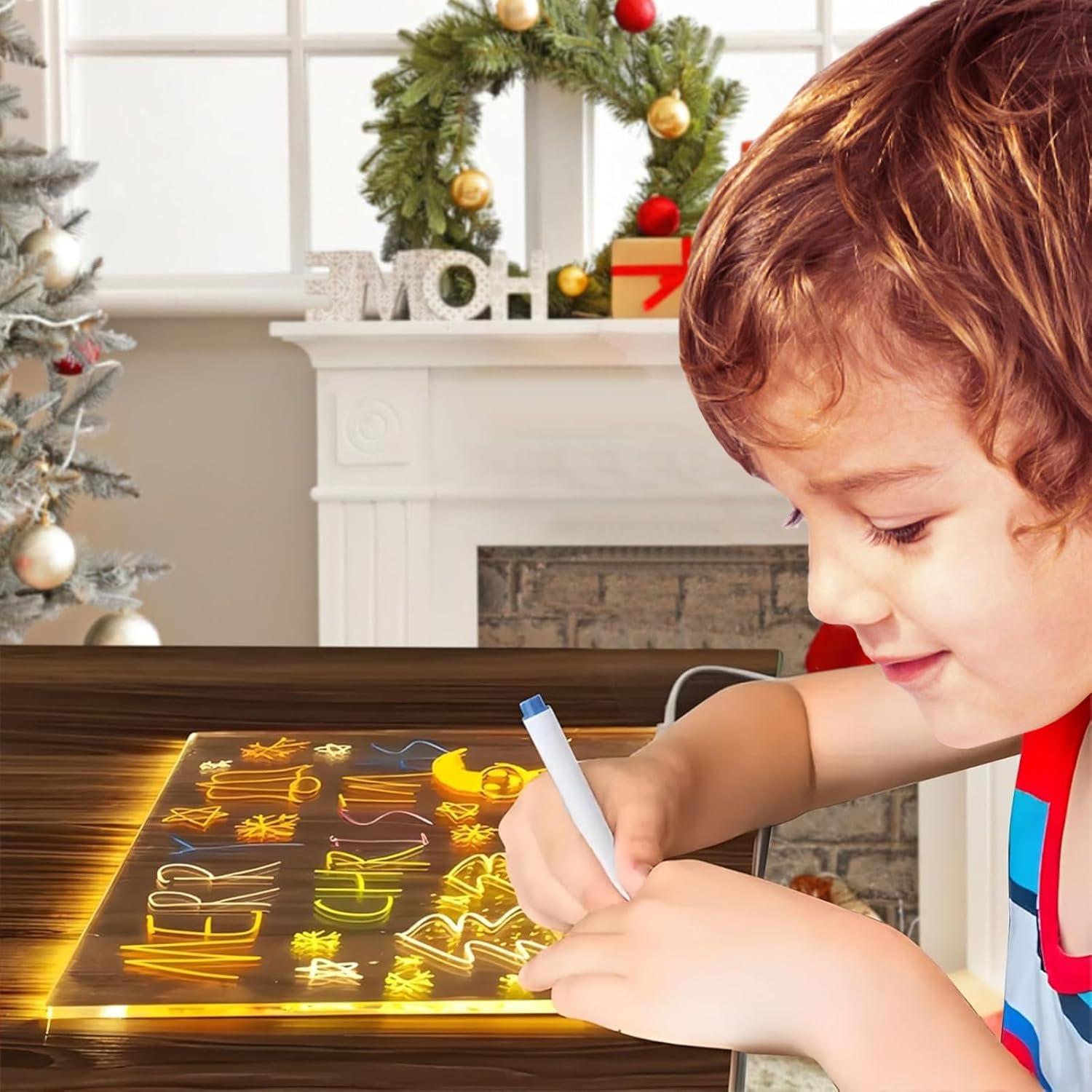 Tablero Acrílico LED MOCOWAY 30x20 cm con 7 Bolígrafos Neón