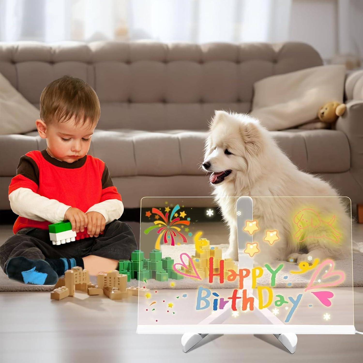 Tablero Acrílico LED MOCOWAY 30x20 cm con 7 Bolígrafos Neón