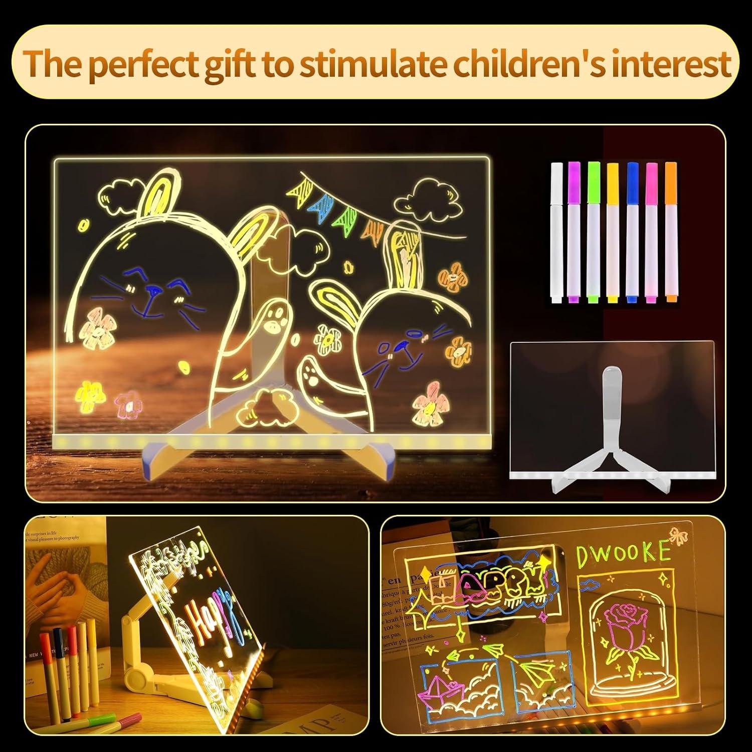 Tablero Acrílico LED MOCOWAY 30x20 cm con 7 Bolígrafos Neón