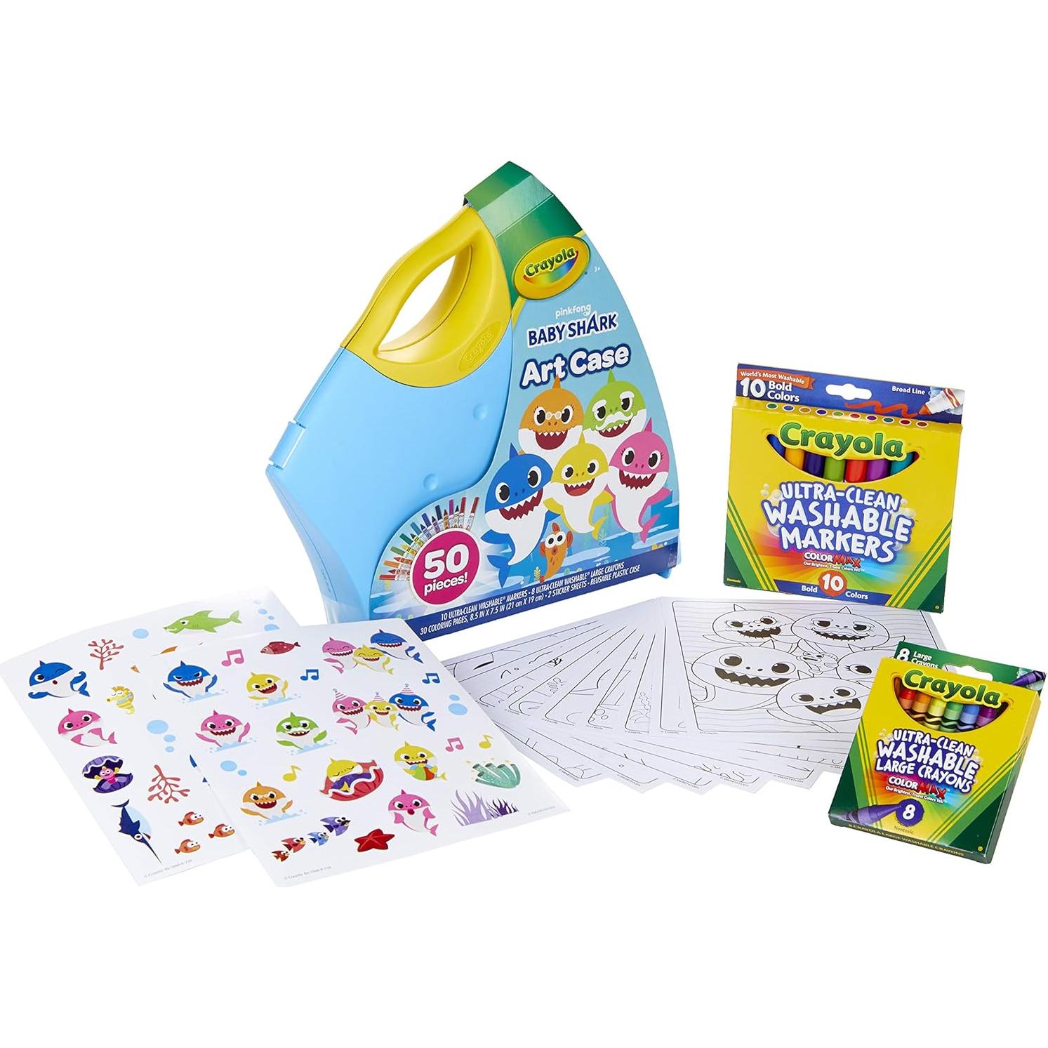 Crayola Baby Shark Art Set, 50 Pieces, Gift for Kids, 3, 4, 5, 6, 7