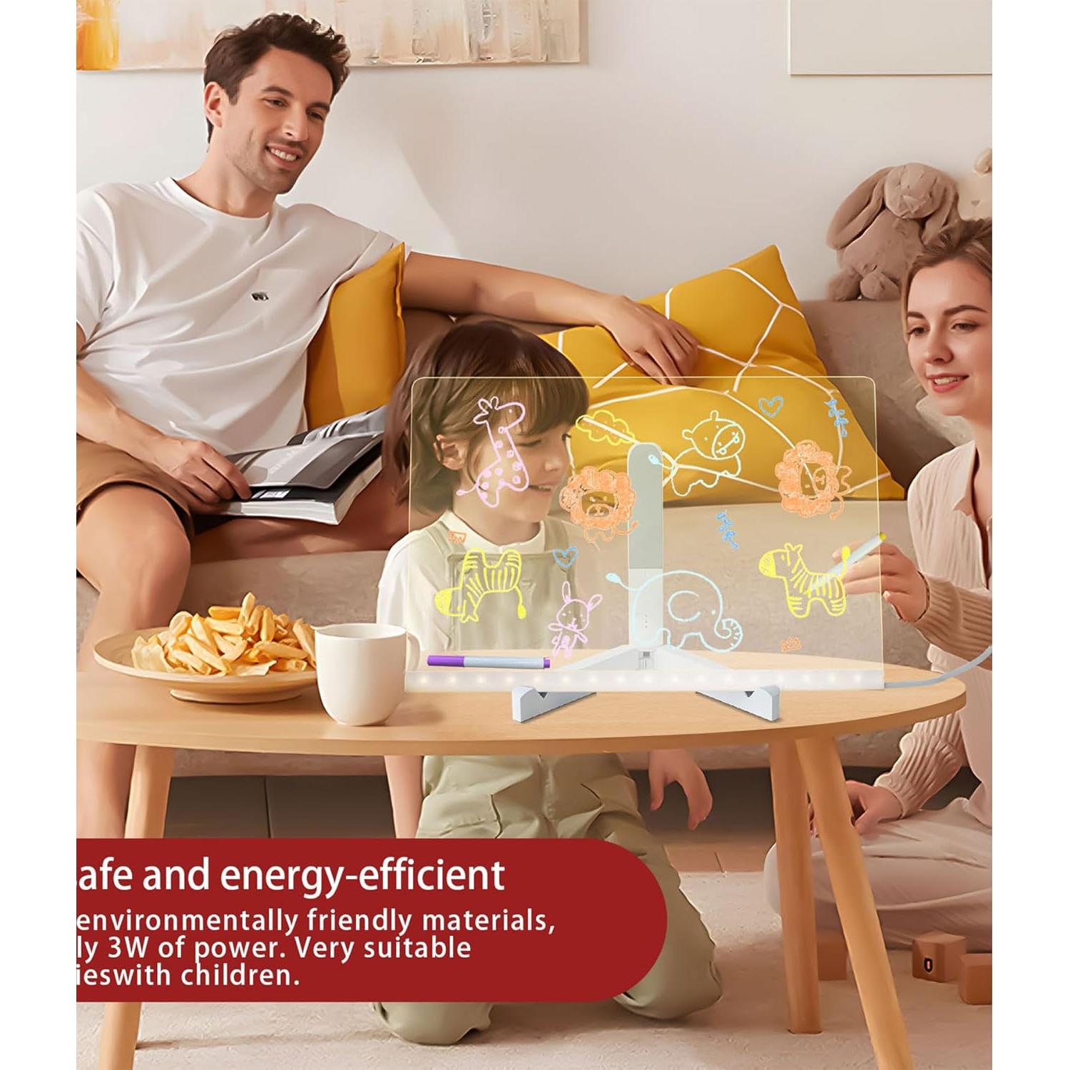 Tablero de Notas LED Acrílico Safoezy 30x20 cm con 7 Lápices