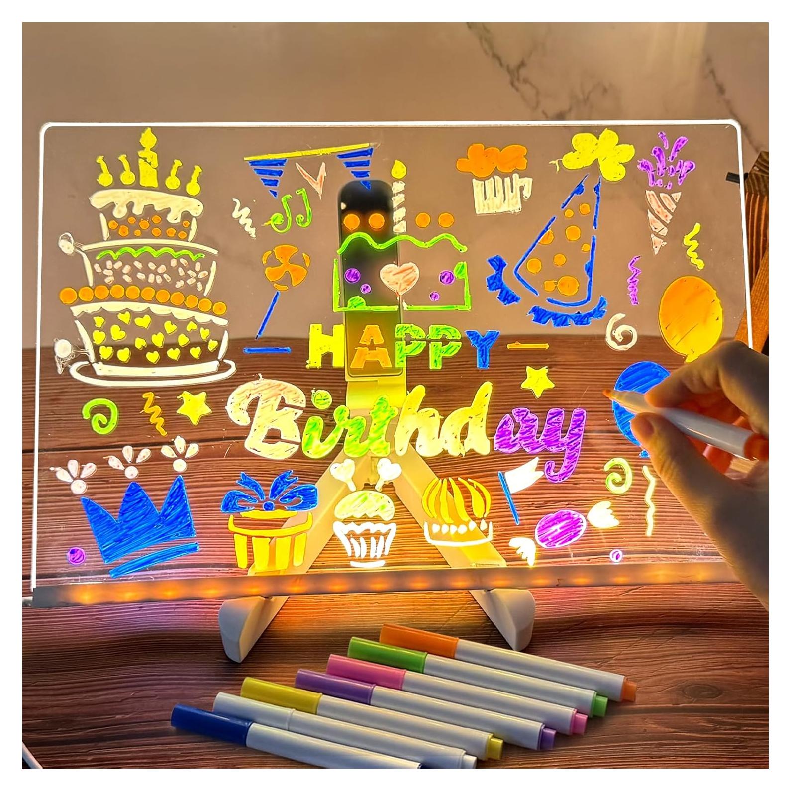 Tablero de Notas LED Ntrjtrss 30x20cm con 7 Marcadores