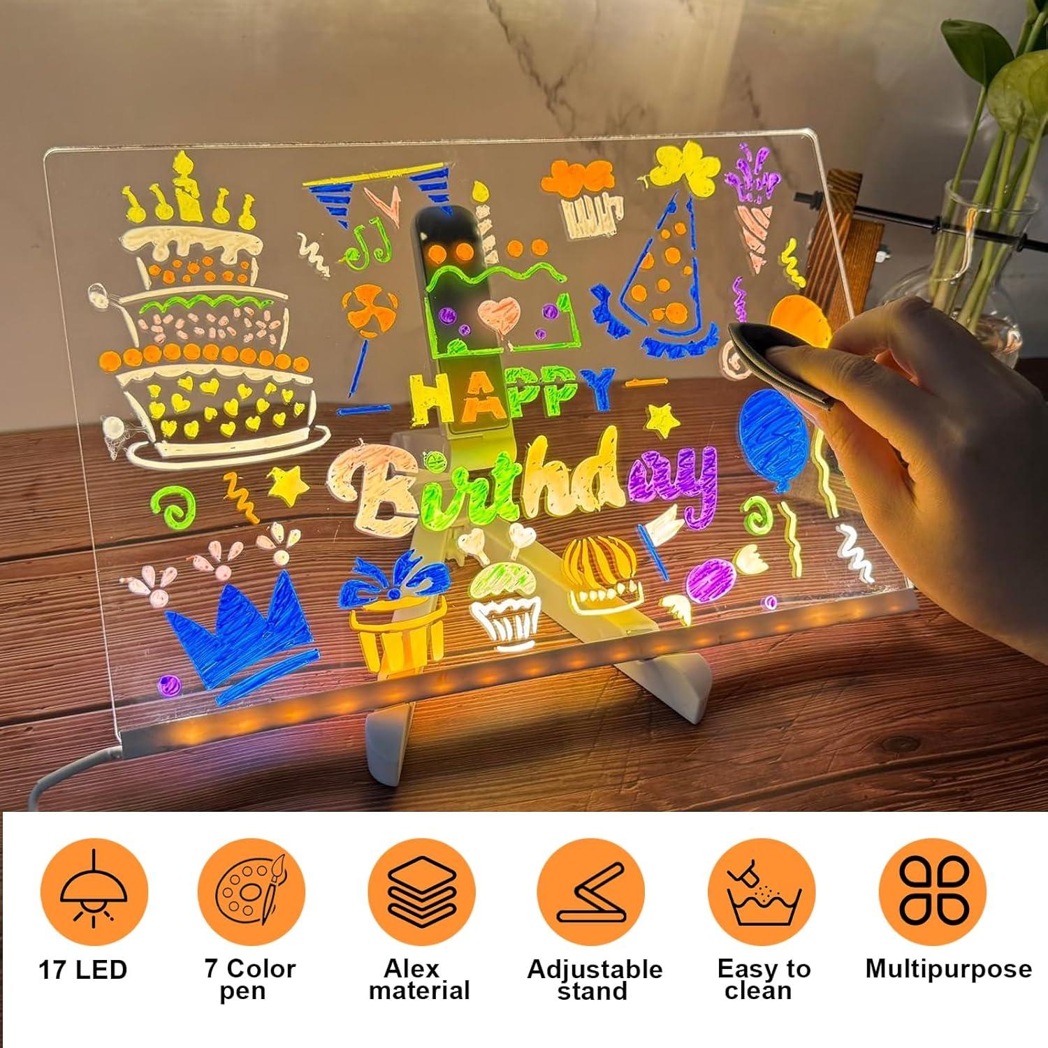 Tablero de Notas LED Ntrjtrss 30x20cm con 7 Marcadores